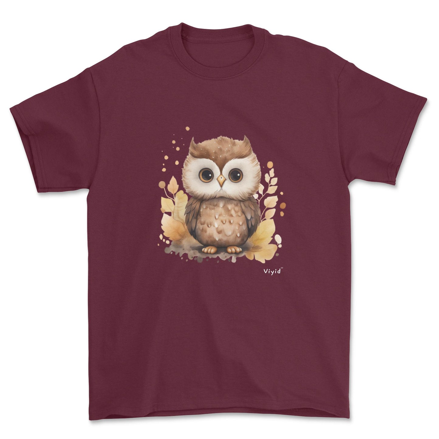 nocturnal owl youth t-shirt maroon