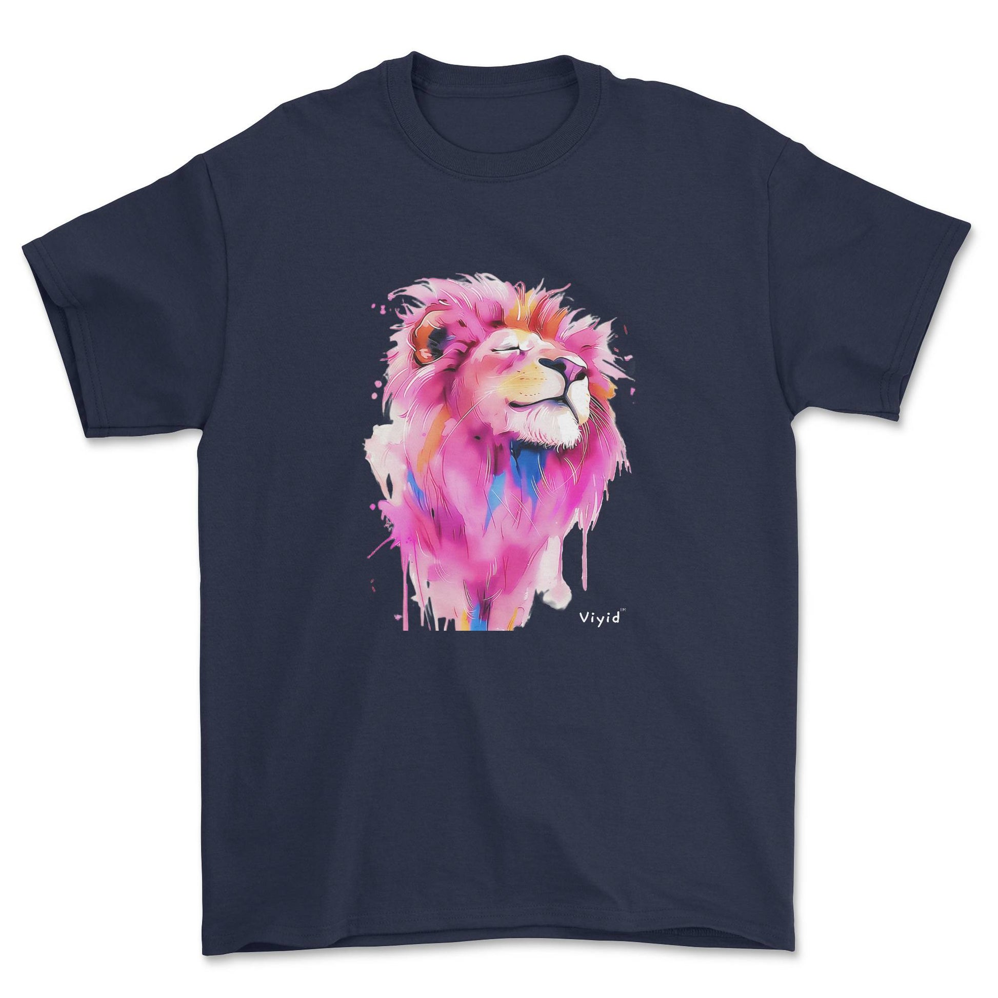 pink mane lion adult t-shirt navy