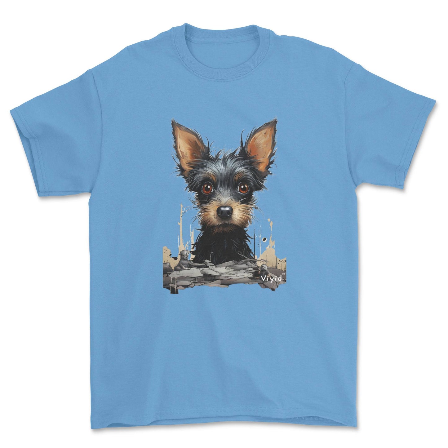 black Yorkshire Terrier drawing youth t-shirt carolina blue