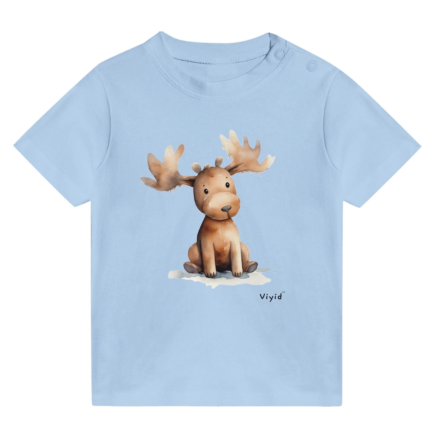 brown moose baby t-shirt baby blue