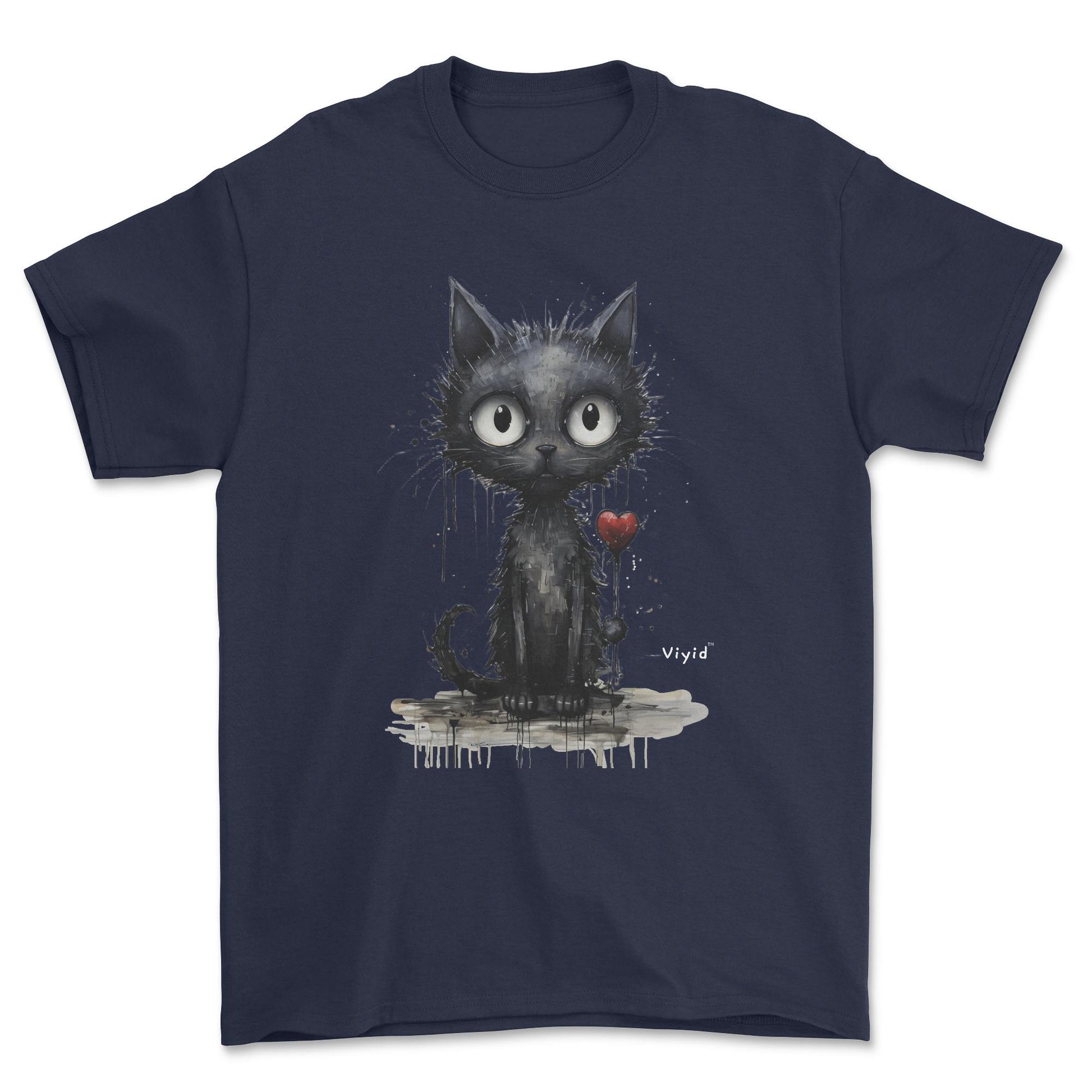 expressionism black cat adult t-shirt navy