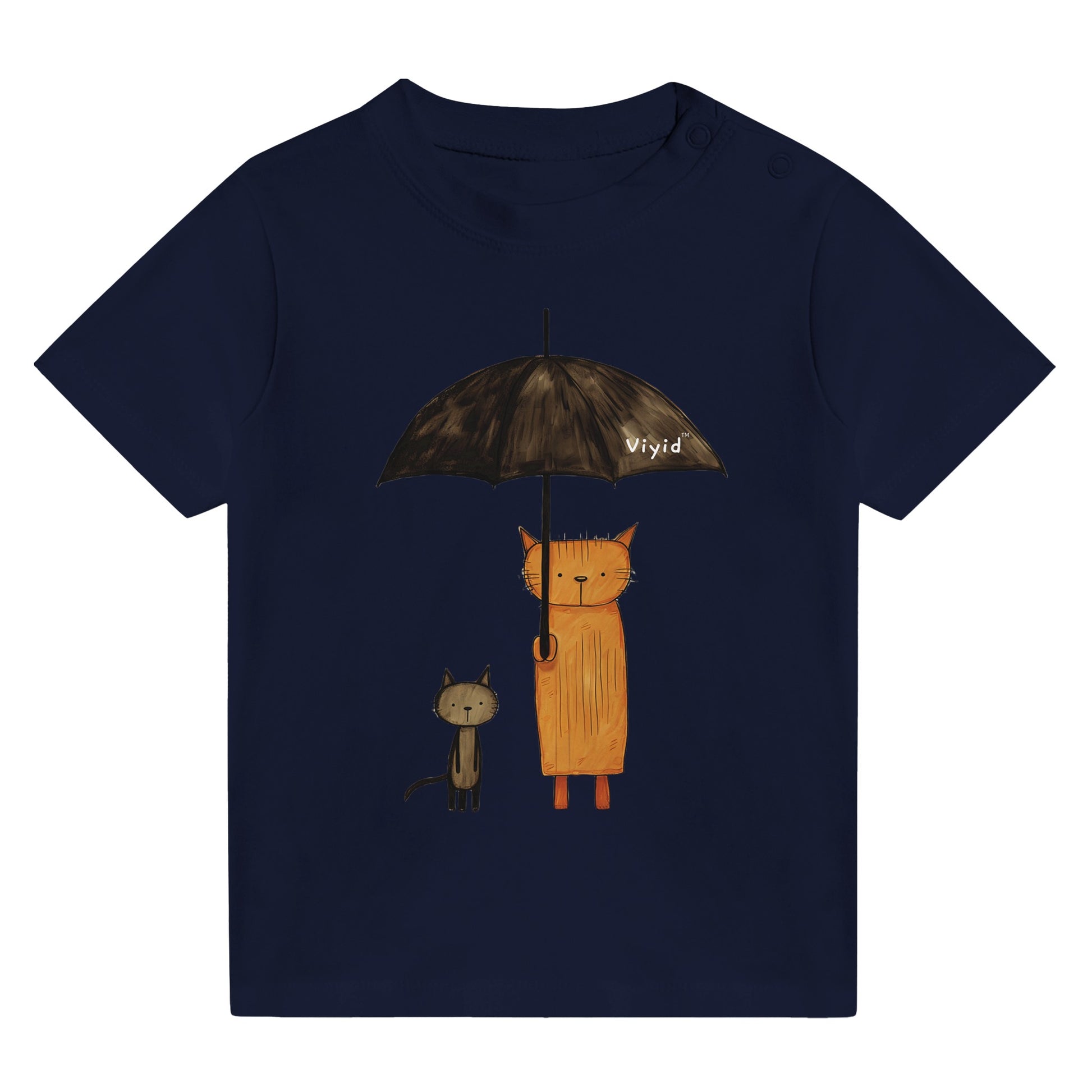 abstract cats with umbrella baby t-shirt navy