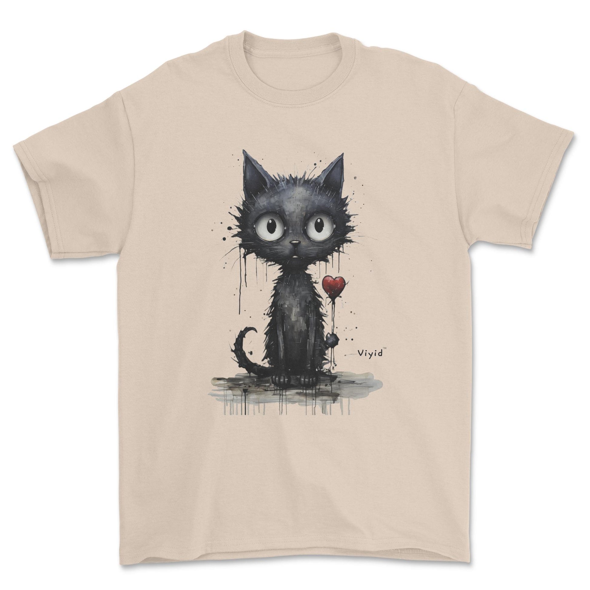 expressionism black cat adult t-shirt sand