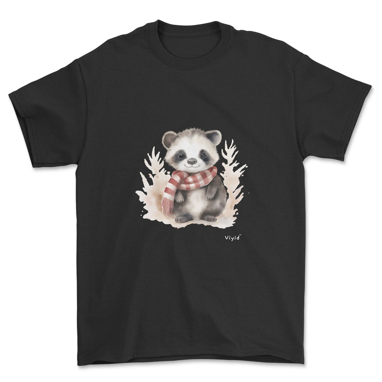badger with scarf adult t-shirt black