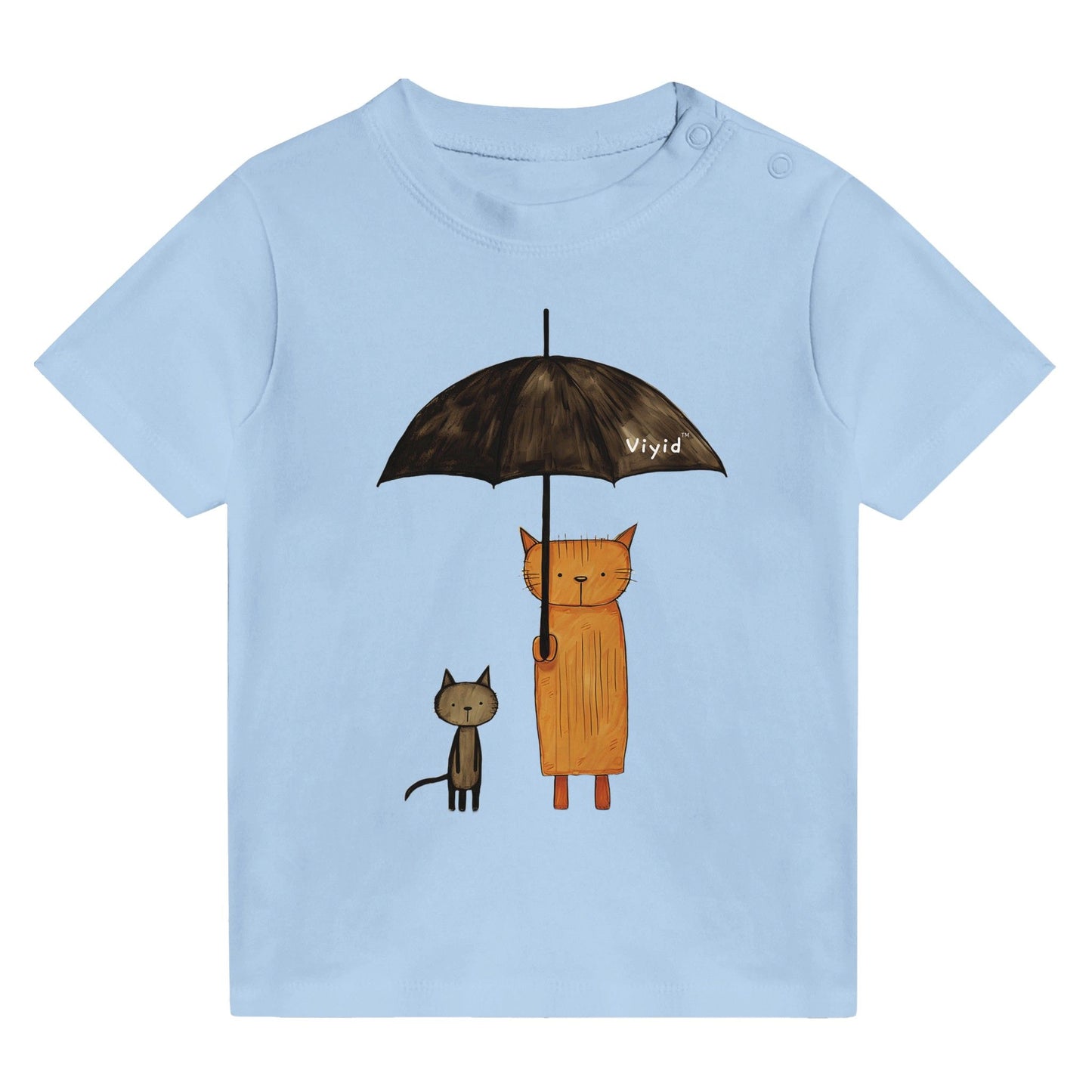abstract cats with umbrella baby t-shirt baby blue