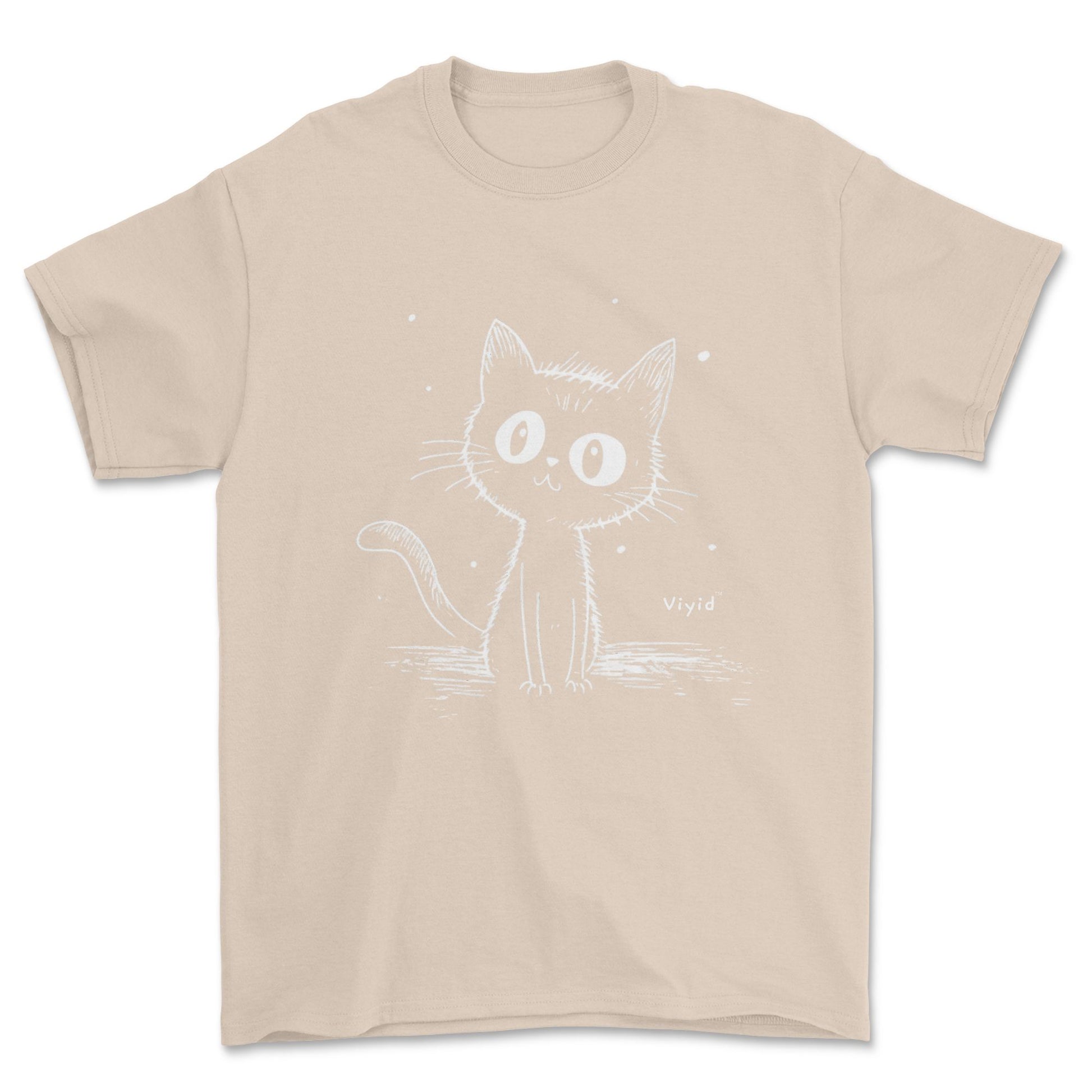 cat sketch adult t-shirt sand