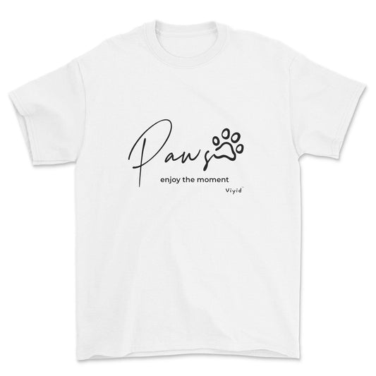 paws enjoy the moment youth t-shirt white