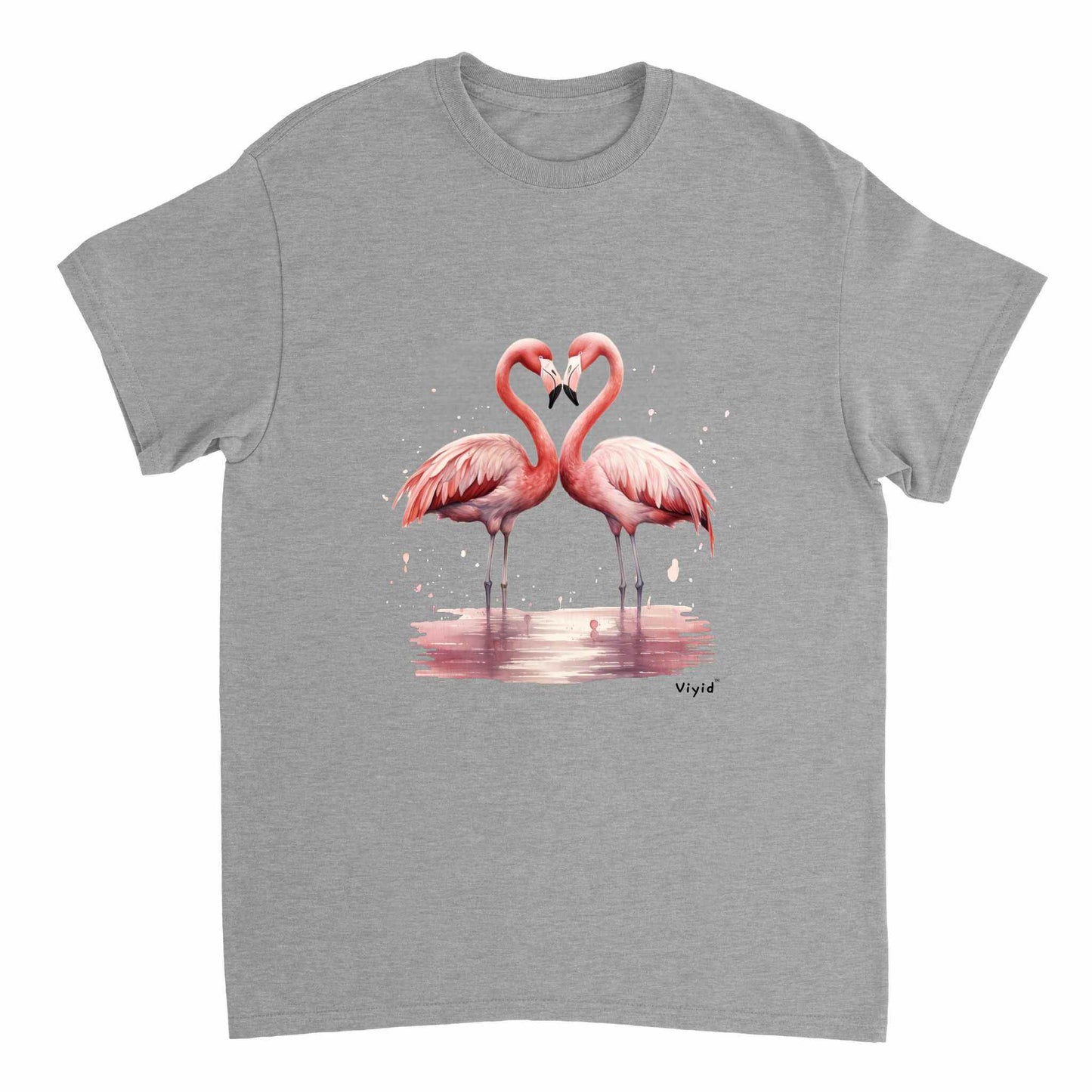 flamingo love youth t-shirt sports grey