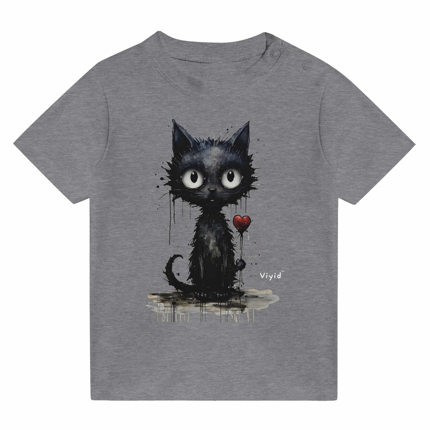 expressionism black cat baby t-shirt heather gray