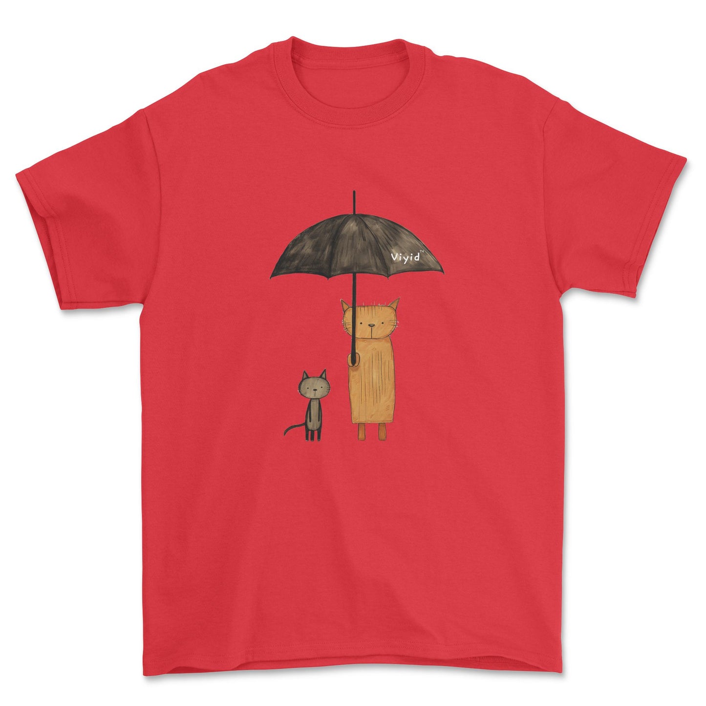abstract cats with umbrella adult t-shirt red