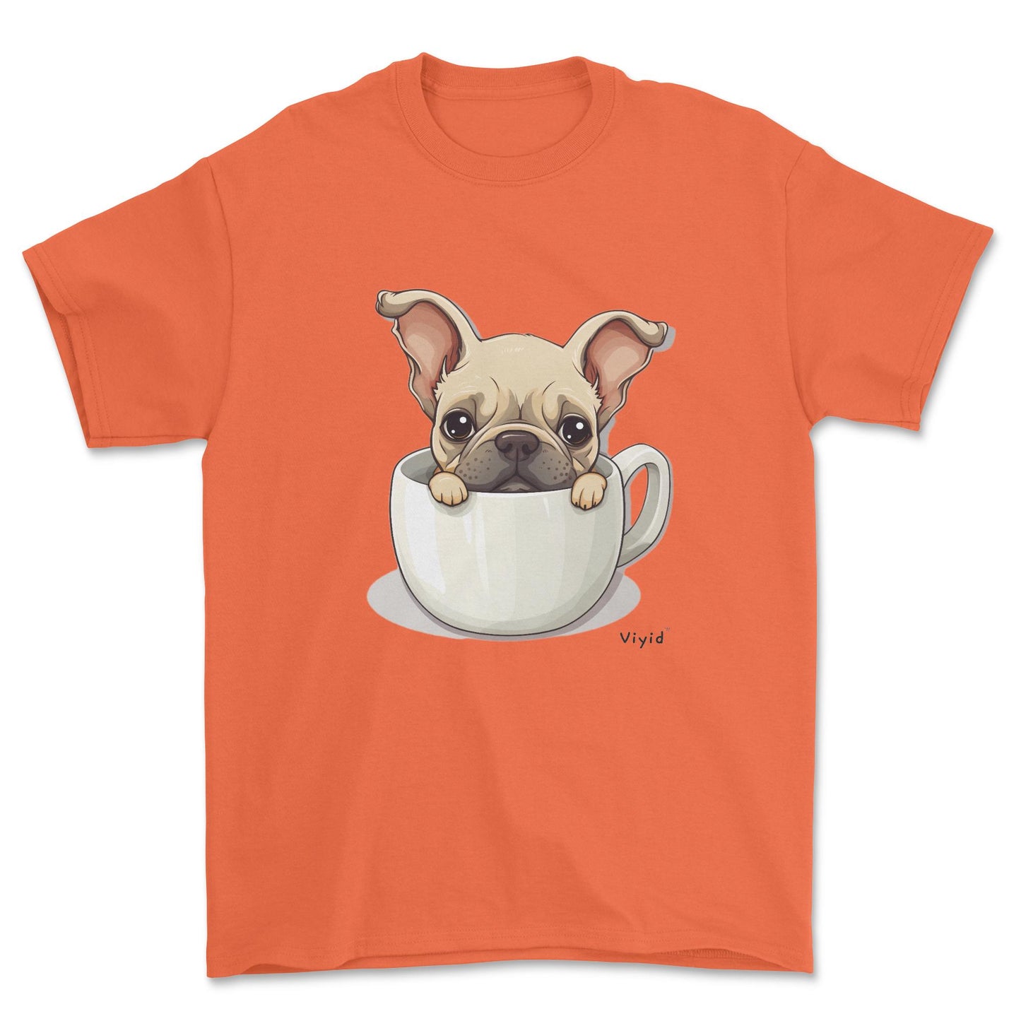 french bulldog in a cup adult t-shirt orange