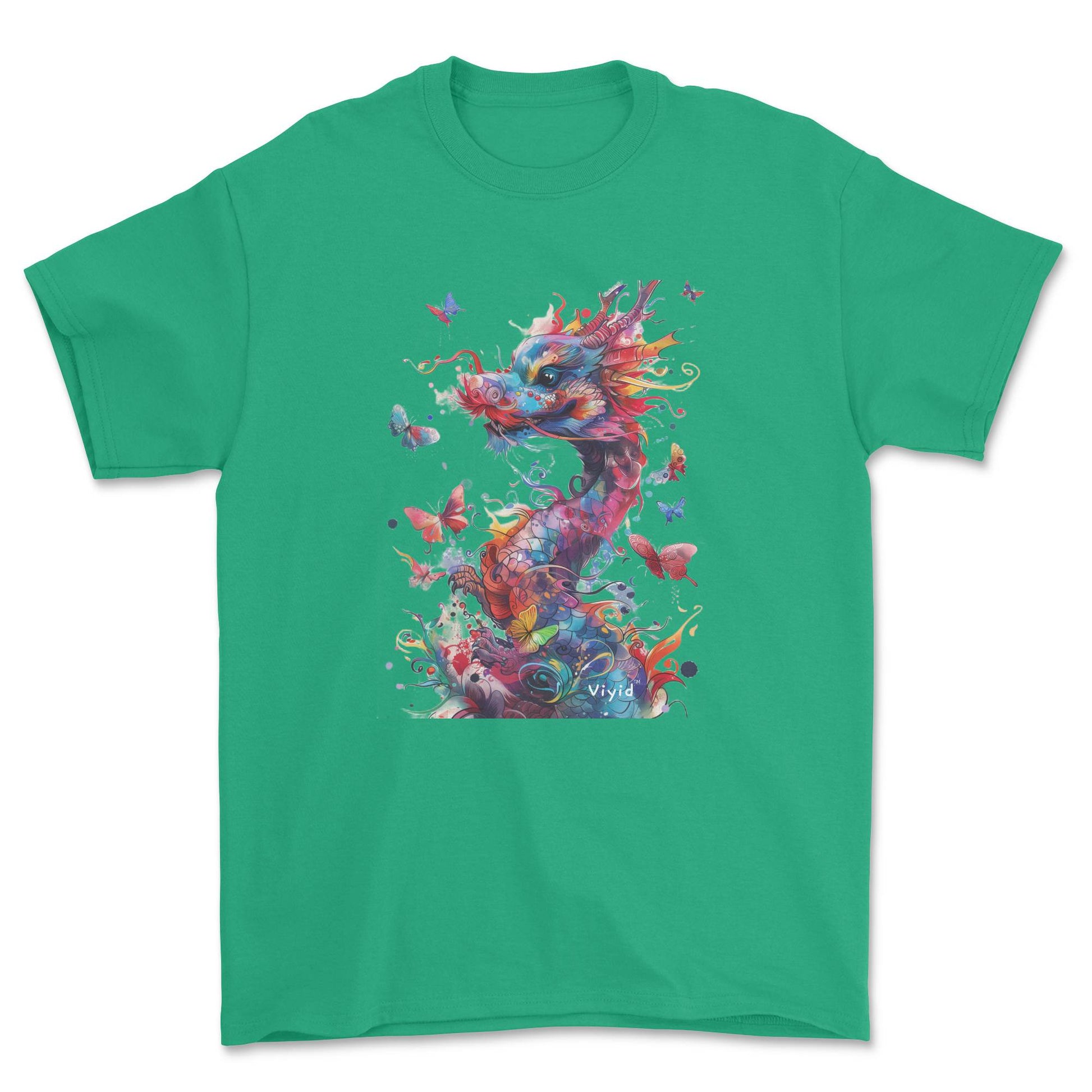 colorful dragon with butterflies adult t-shirt irish green