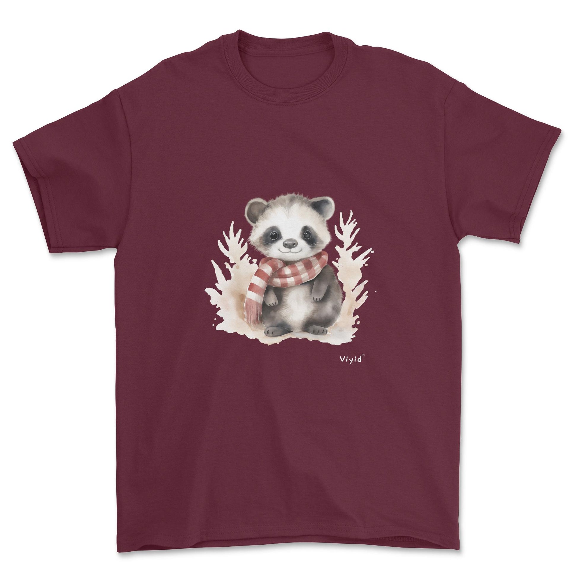 badger with scarf adult t-shirt maroon
