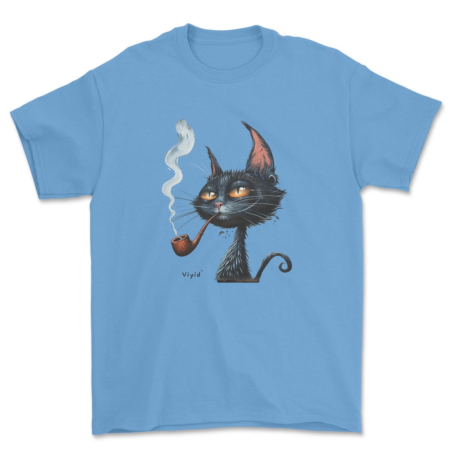 pipe smoking cat adult t-shirt carolina blue