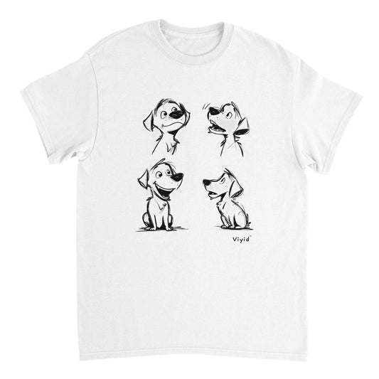 expressive puppy pencil drawing youth t-shirt white
