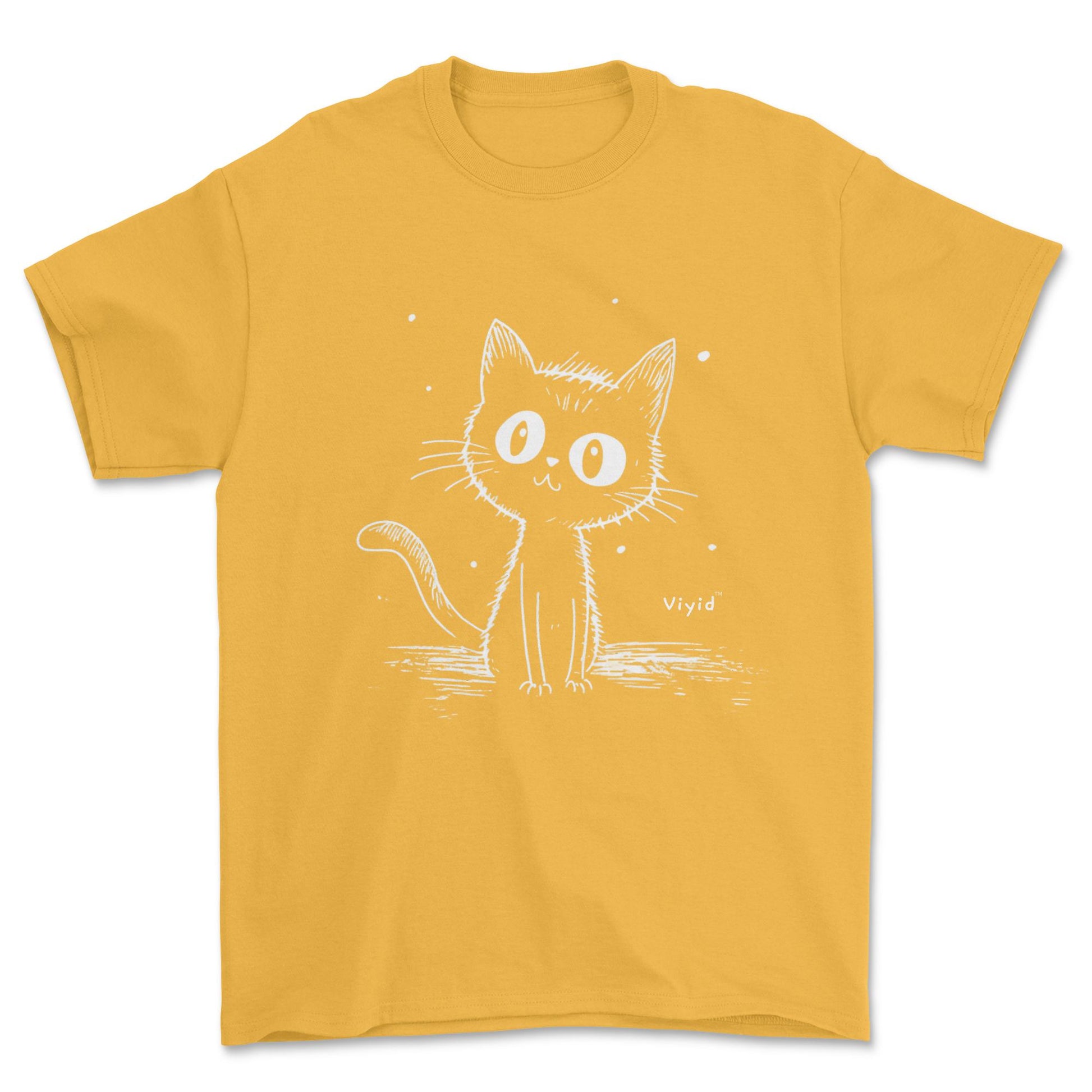 cat sketch adult t-shirt gold