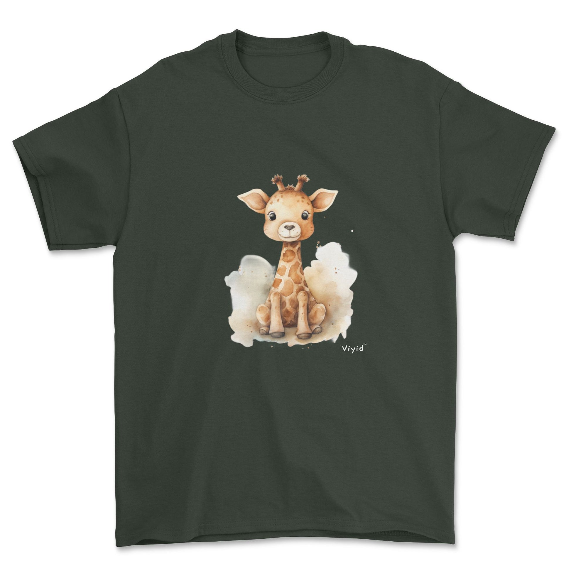 baby giraffe adult t-shirt forest green