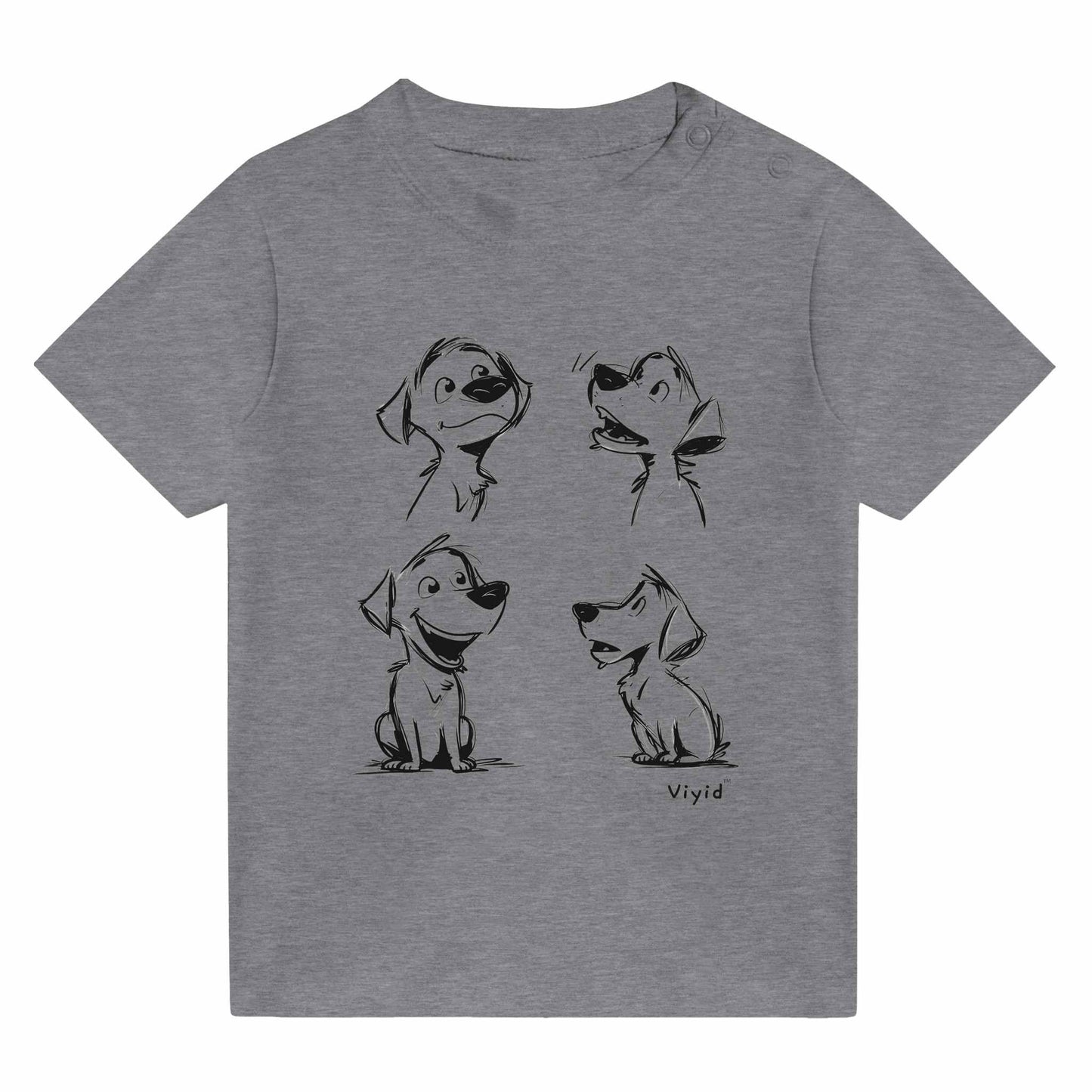 expressive puppy pencil drawing baby t-shirt heather gray