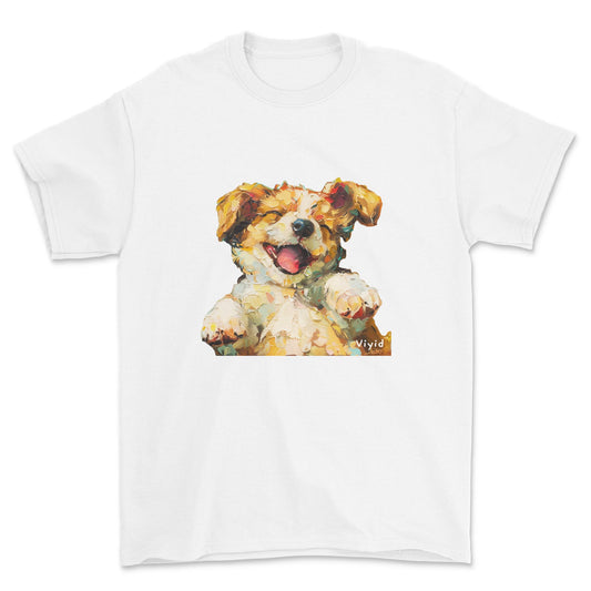 oil painting puppy youth t-shirt white