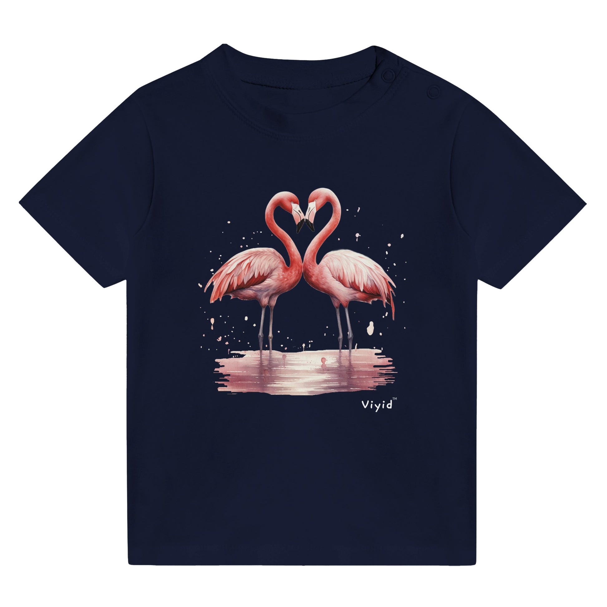 flamingo love baby t-shirt navy