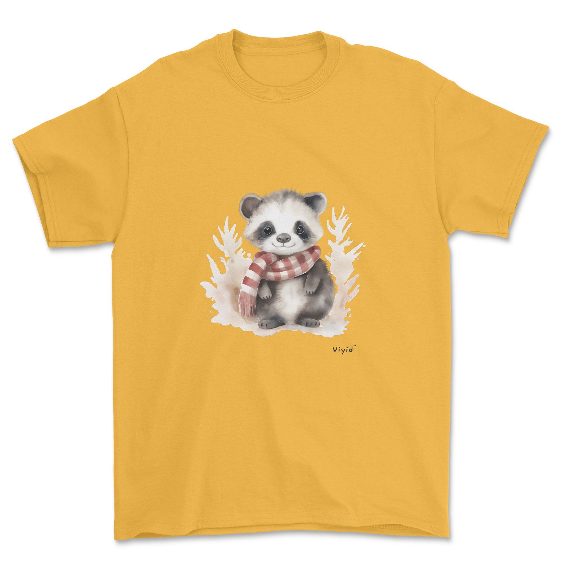 badger with scarf adult t-shirt gold