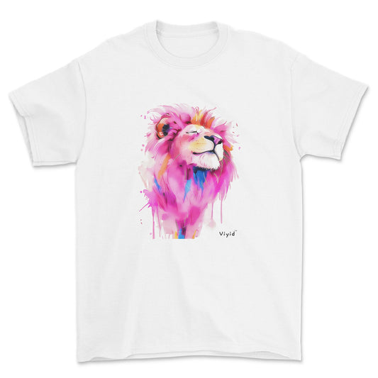 pink mane lion youth t-shirt white
