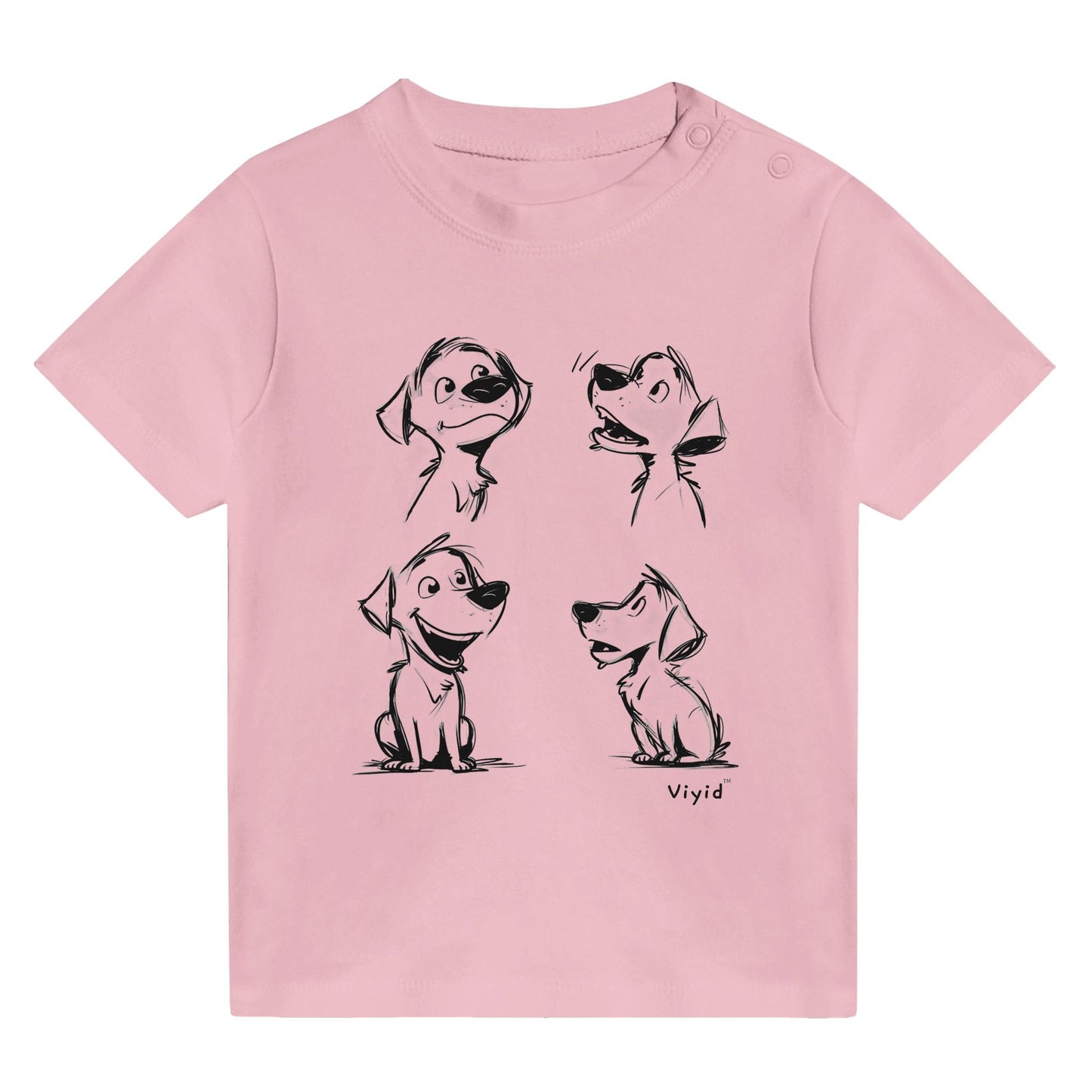 expressive puppy pencil drawing baby t-shirt pink