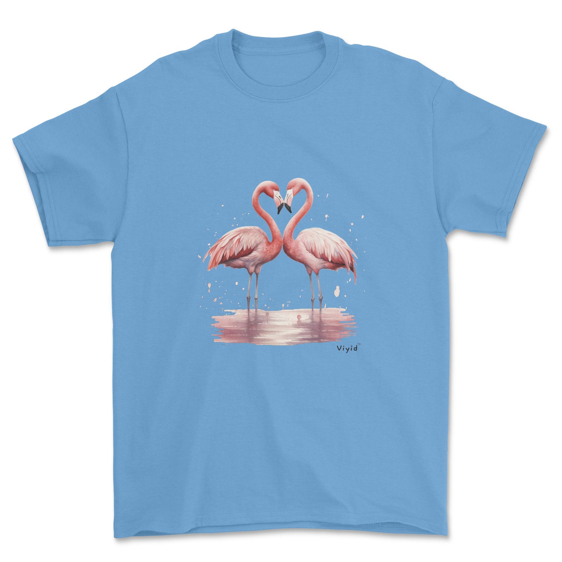 flamingo love adult t-shirt carolina blue