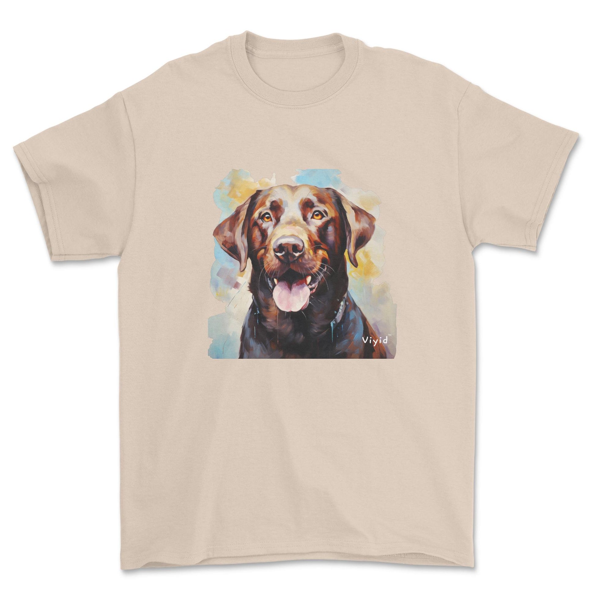 chocolate Labrador Retriever adult t-shirt sand