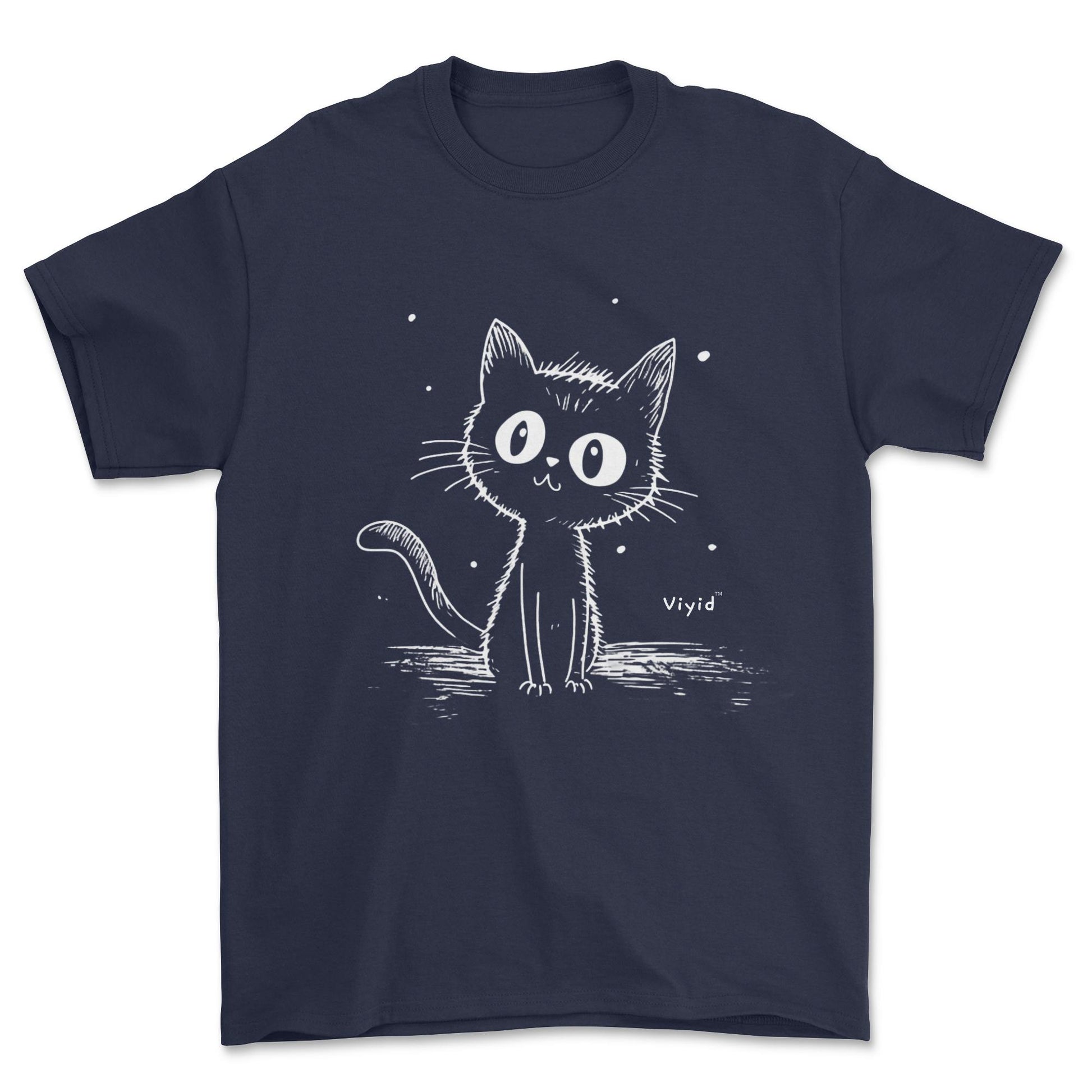 cat sketch adult t-shirt navy
