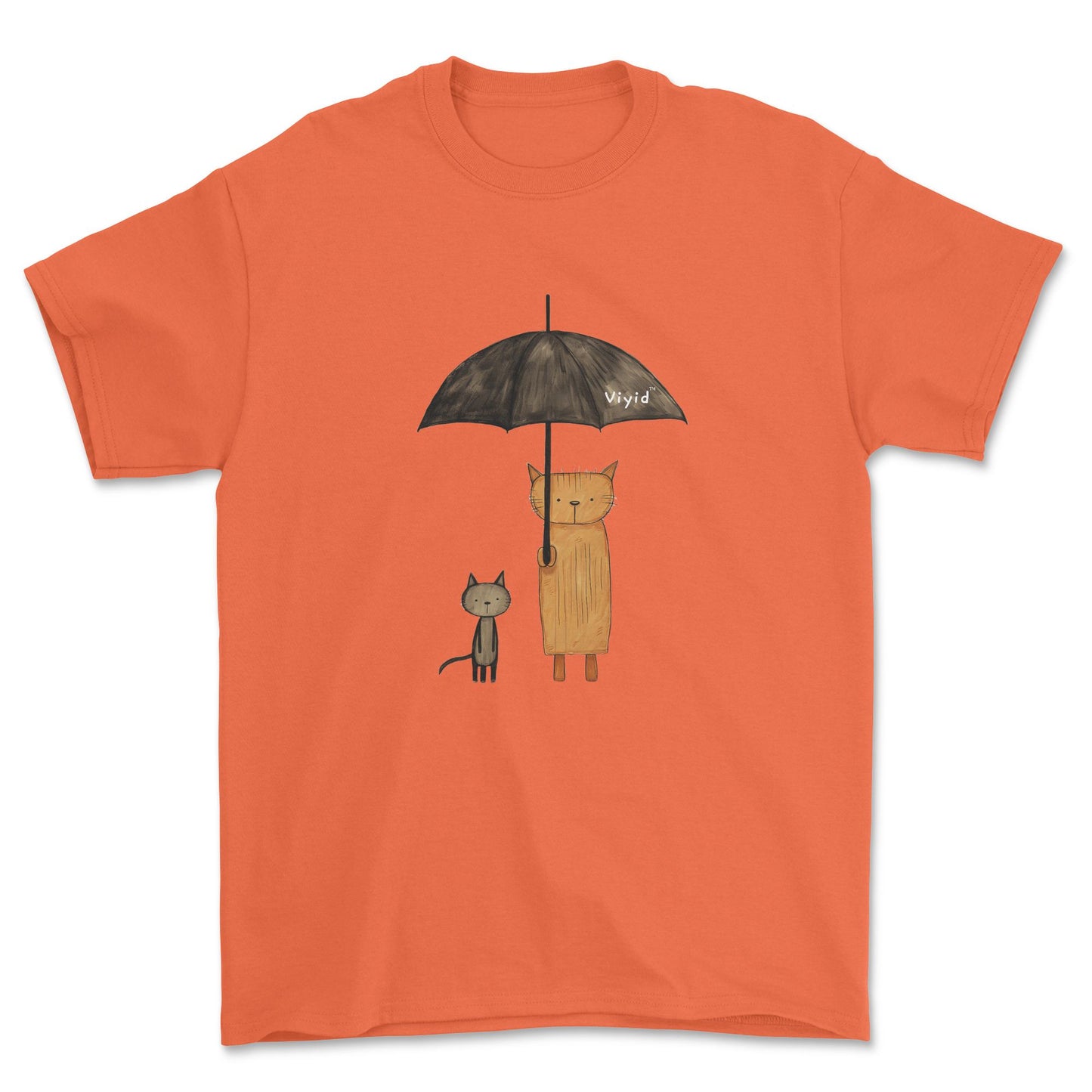 abstract cats with umbrella adult t-shirt orange