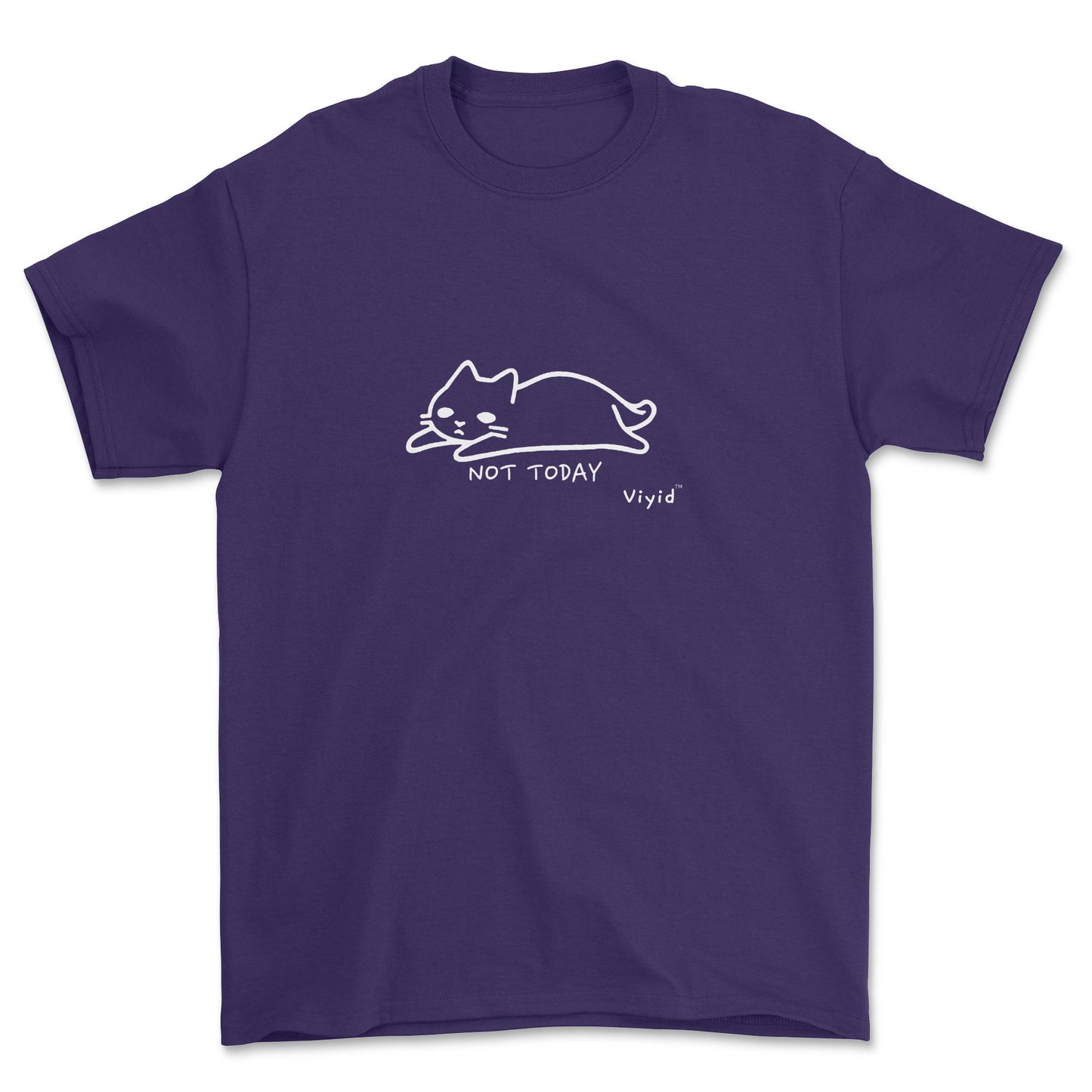 cat doodle not today youth t-shirt purple