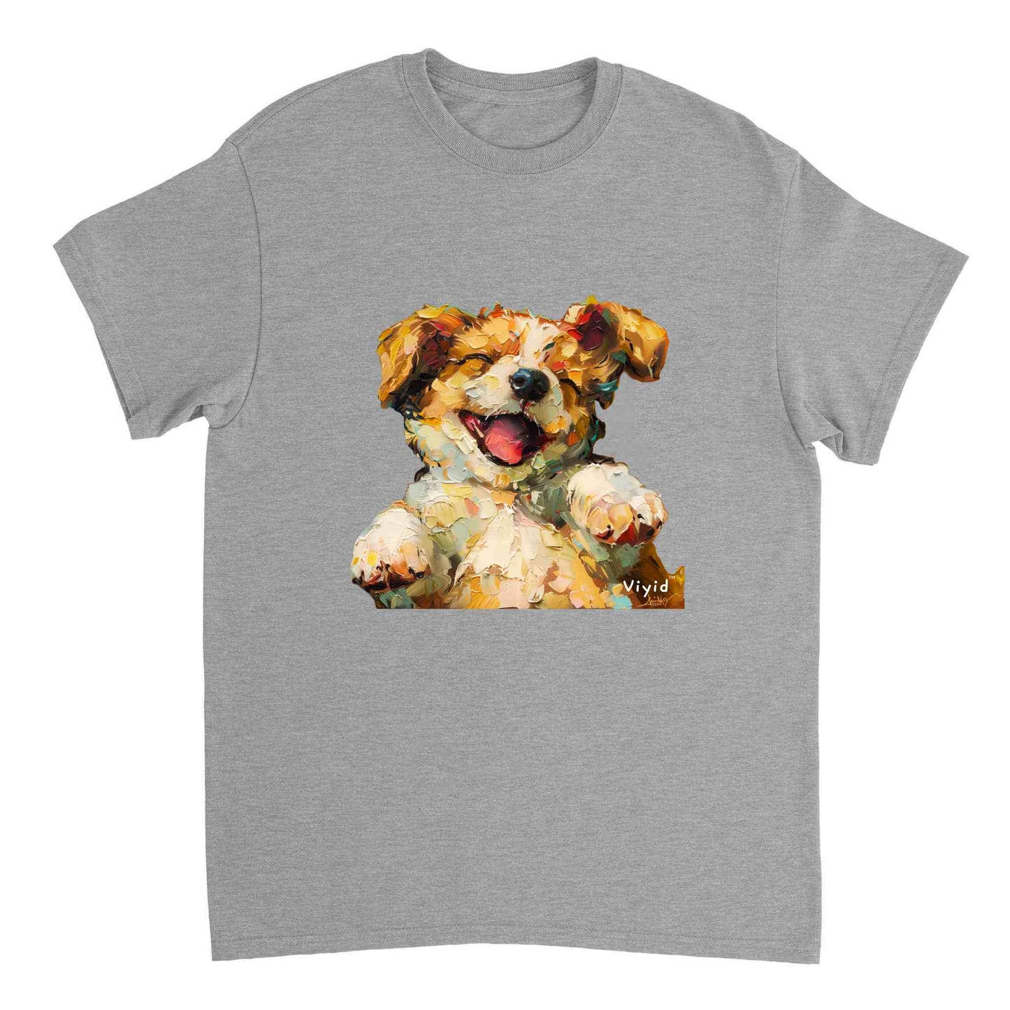 oil painting puppy adult t-shirt sports grey