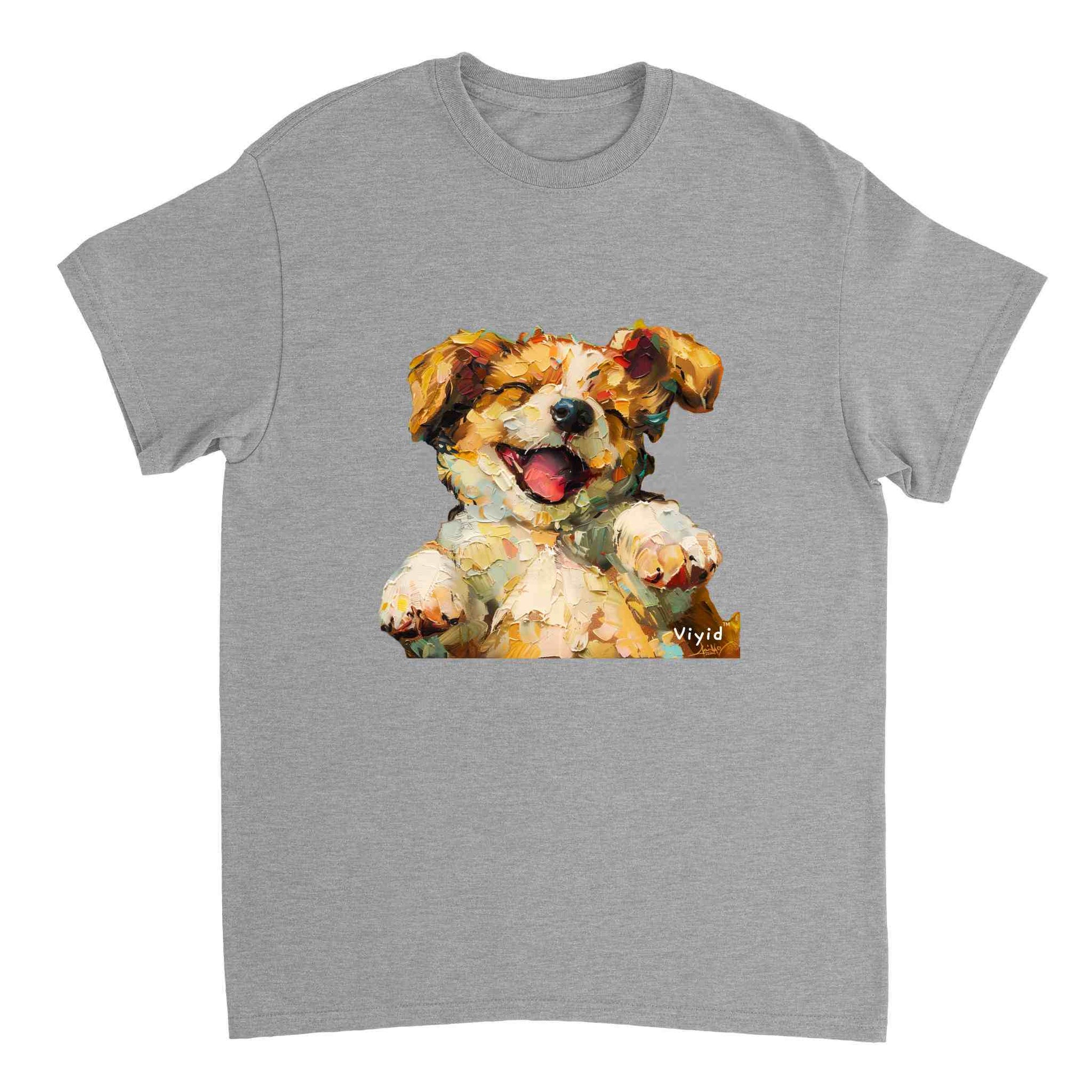 oil painting puppy adult t-shirt sports grey