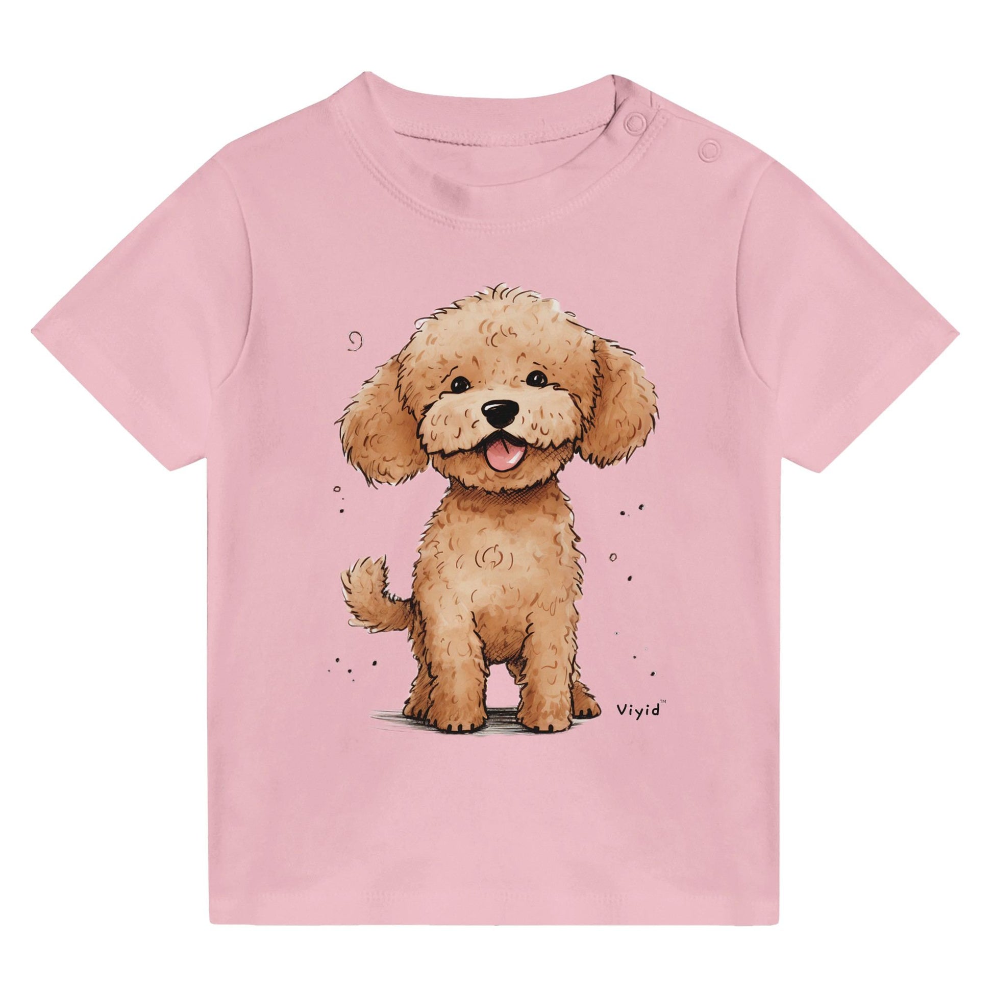brown poodle baby t-shirt pink