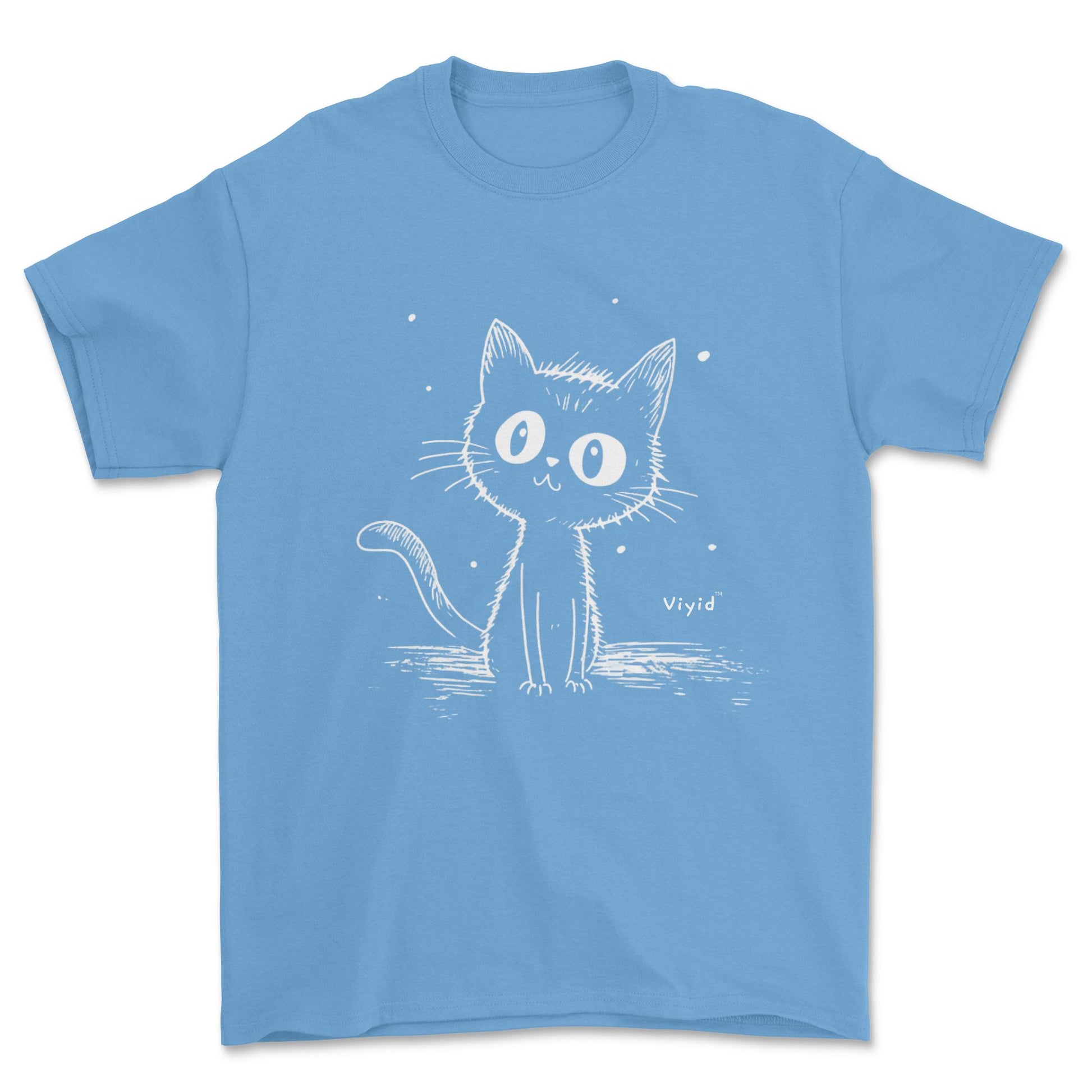 cat sketch adult t-shirt carolina blue