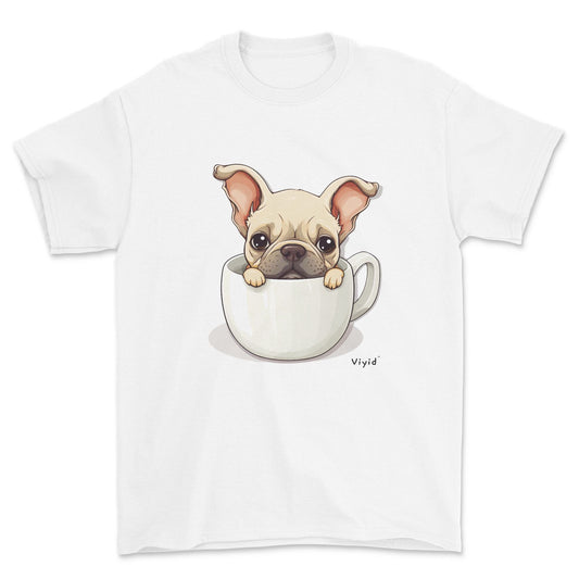 french bulldog in a cup adult t-shirt white