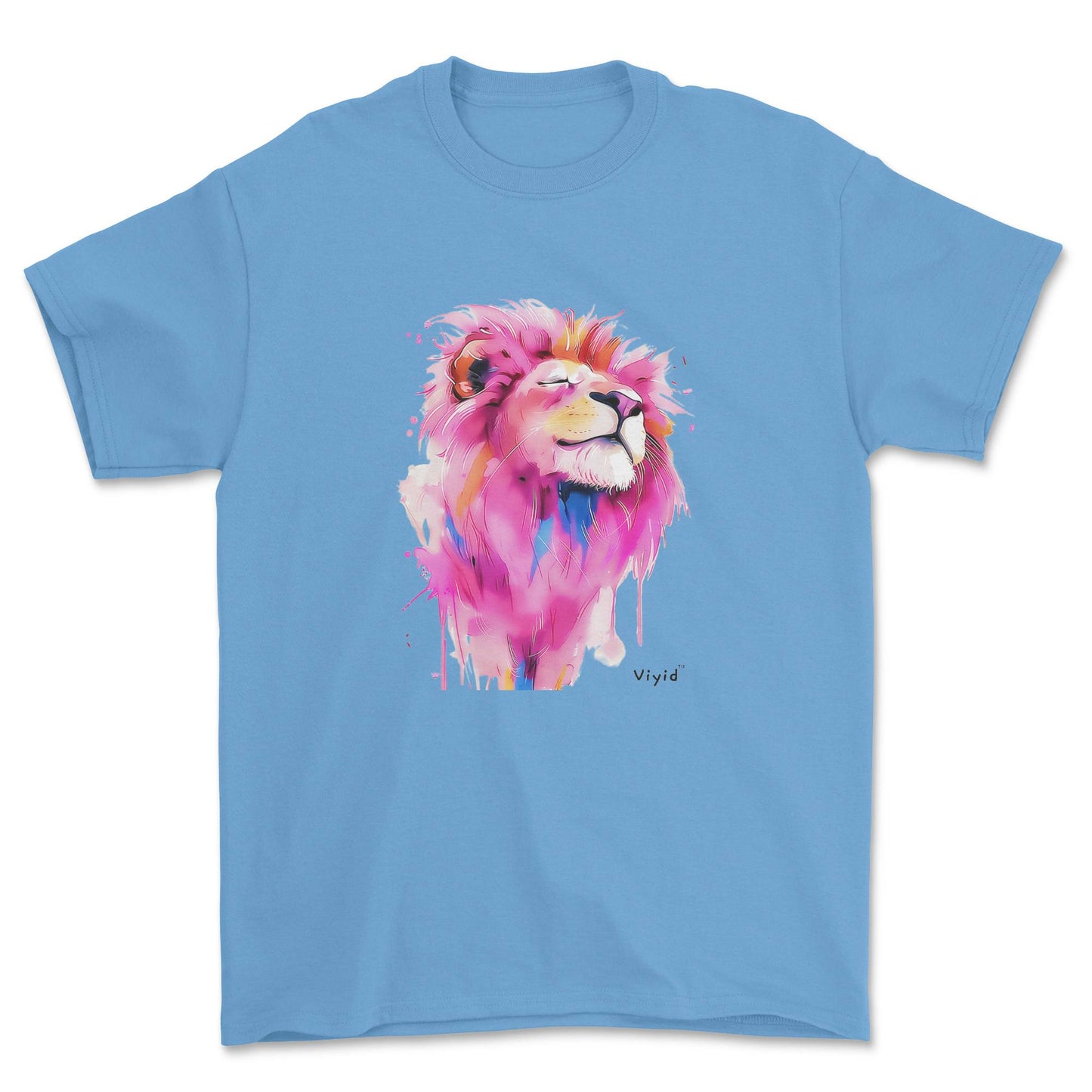 pink mane lion youth t-shirt carolina blue