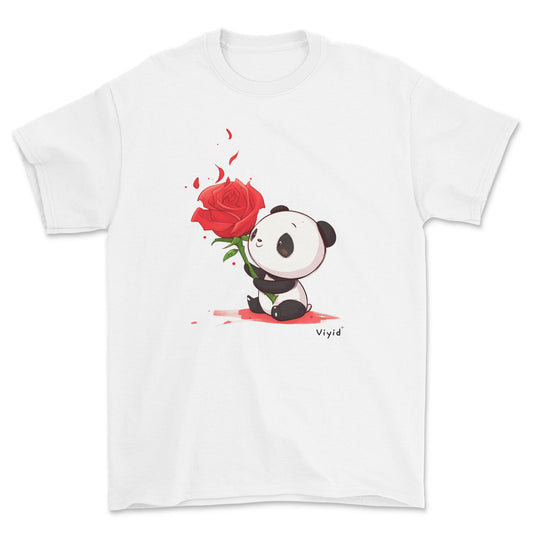 rose holding panda adult t-shirt white