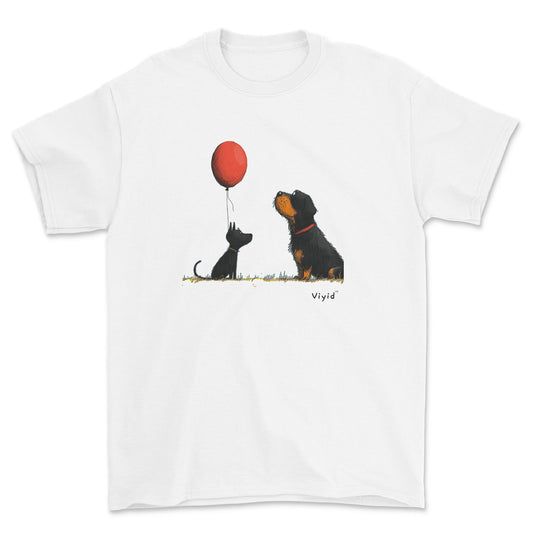 Rottweiler with balloon adult t-shirt white