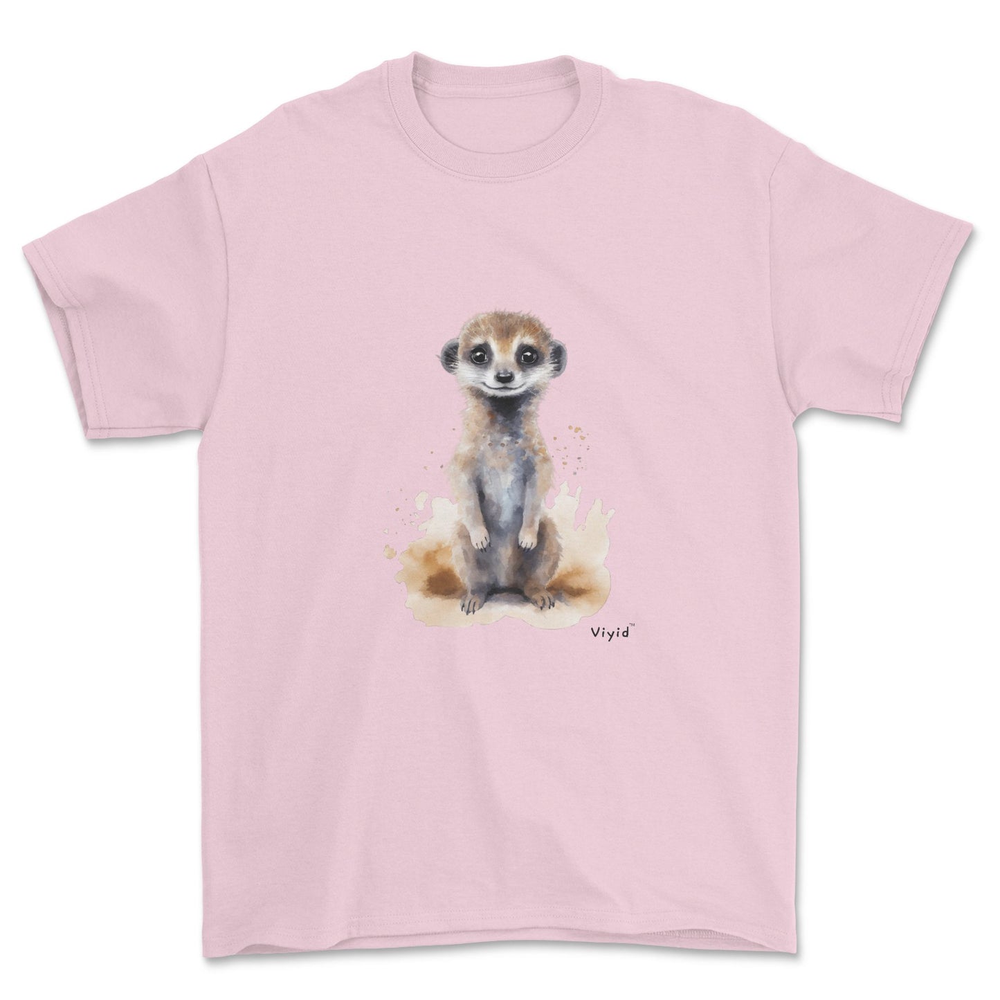 standing meerkat youth t-shirt light pink