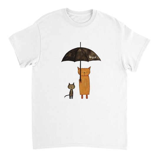 abstract cats with umbrella adult t-shirt white