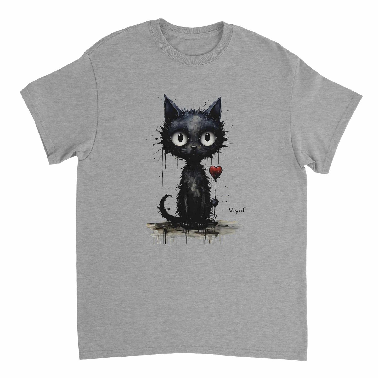 expressionism black cat adult t-shirt sports grey