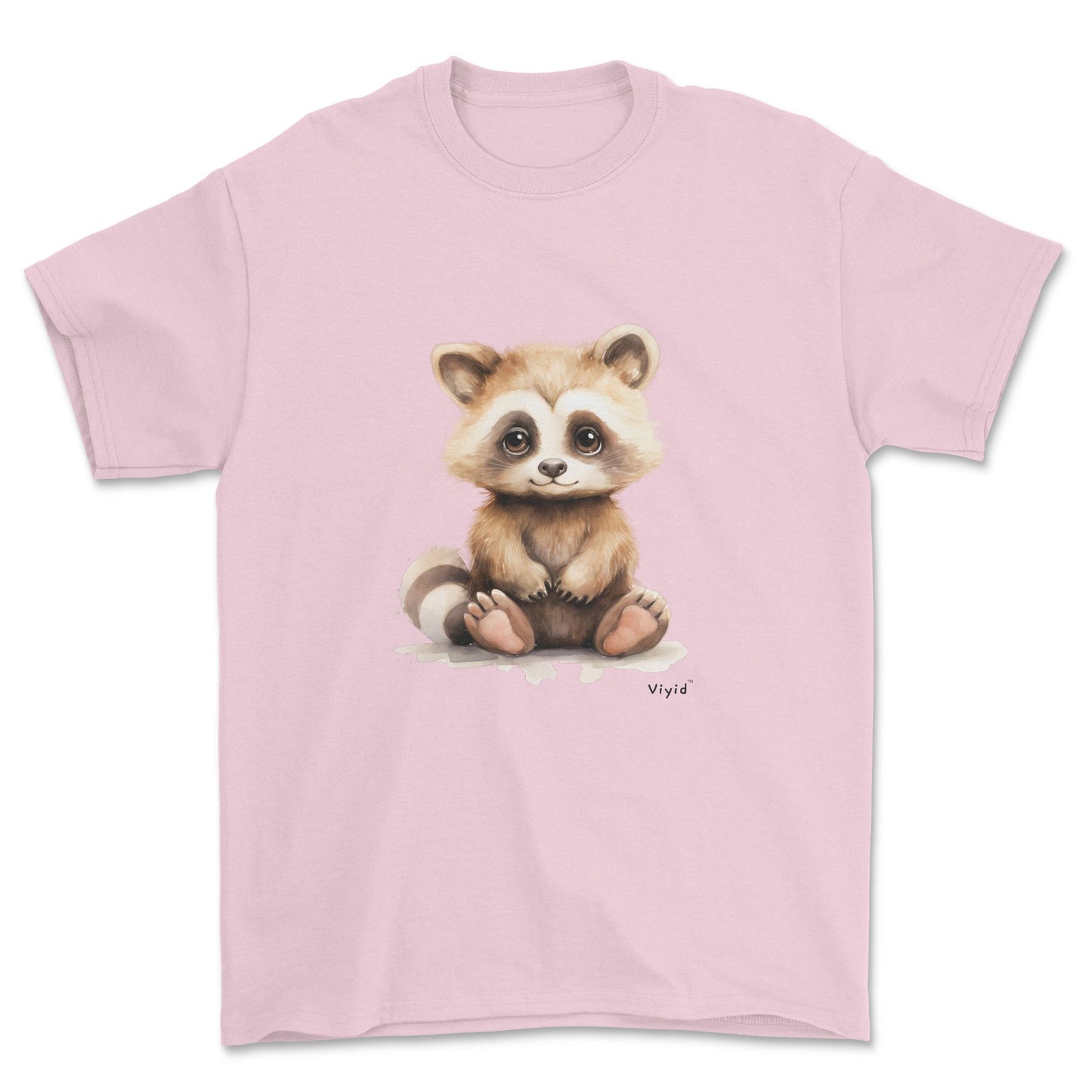 fluffy raccoon youth t-shirt light pink