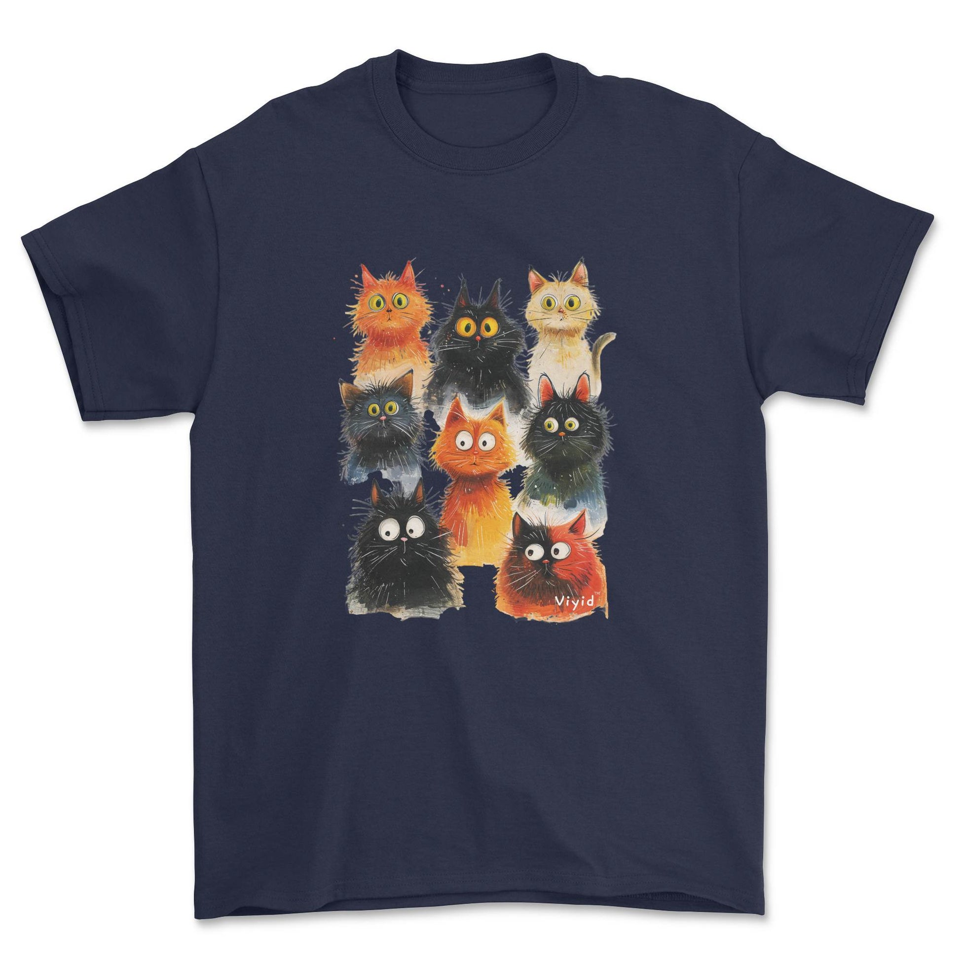 funky cats adult t-shirt navy