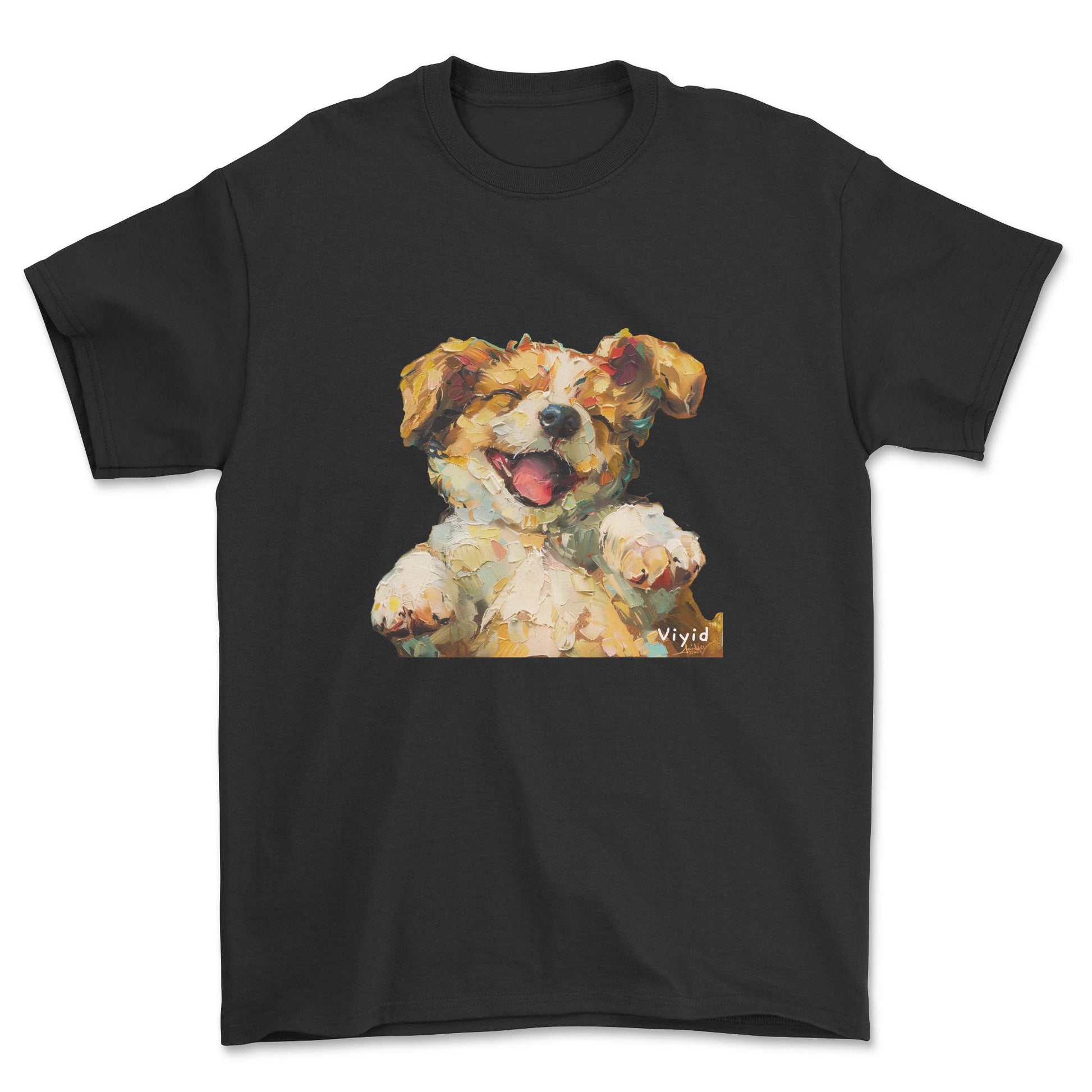 oil painting puppy youth t-shirt black