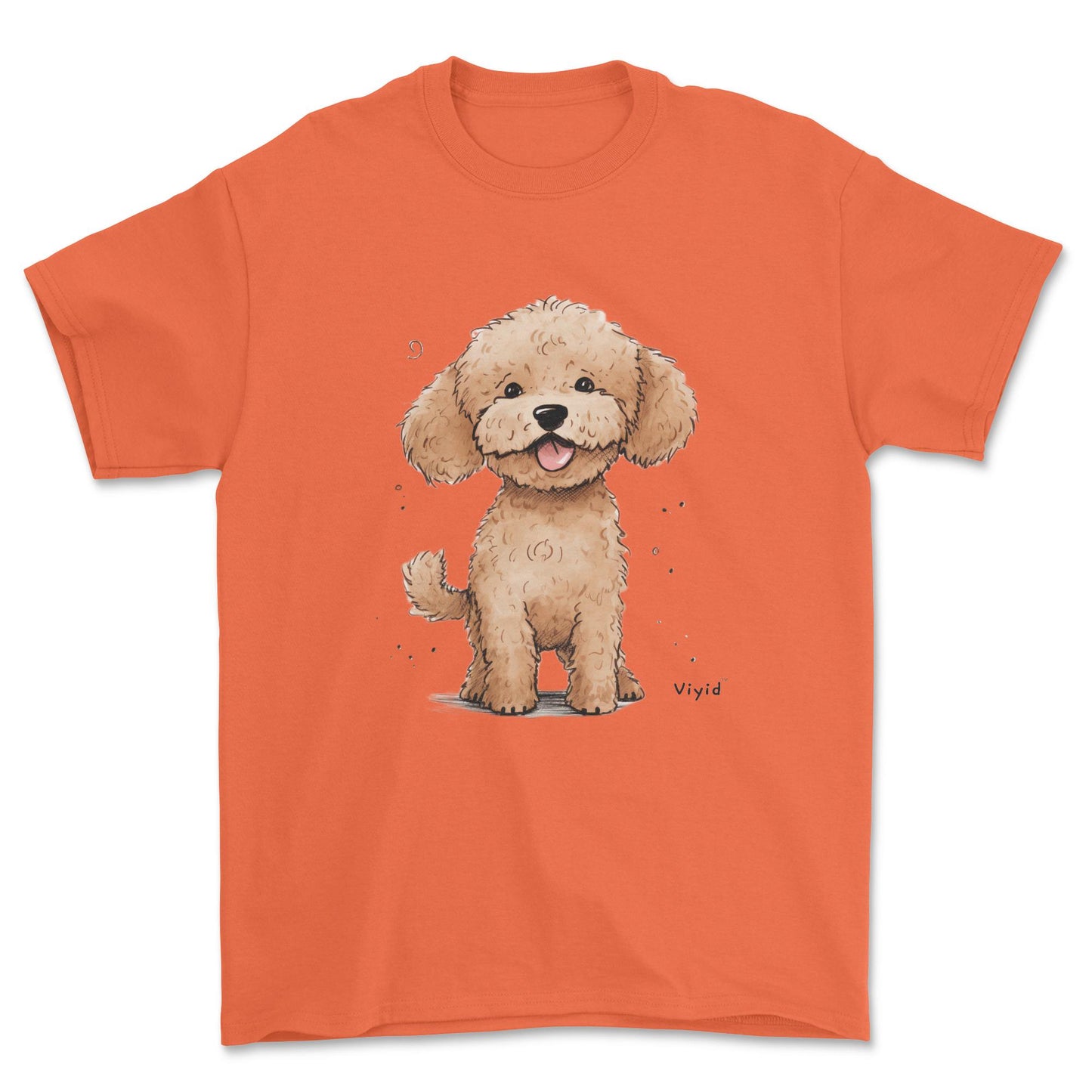 brown poodle adult t-shirt orange
