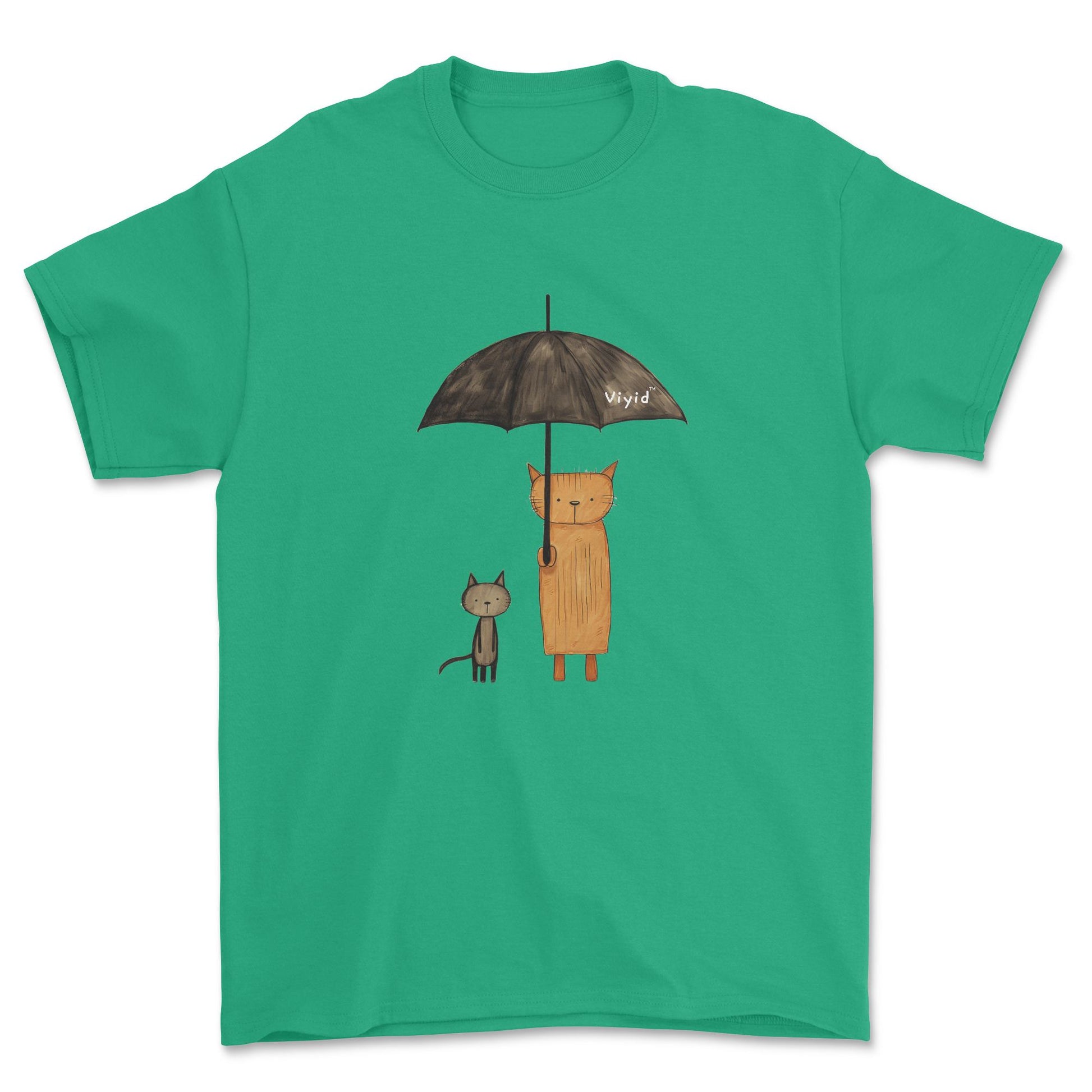 abstract cats with umbrella youth t-shirt irish green
