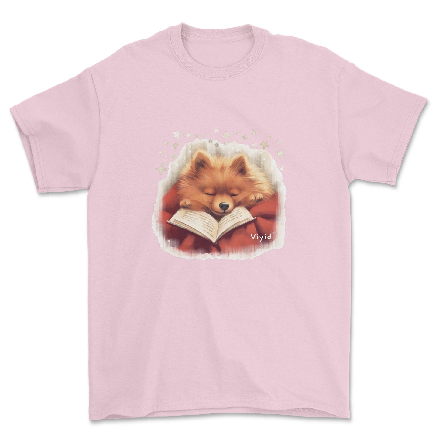 sleeping Pomeranian adult t-shirt light pink