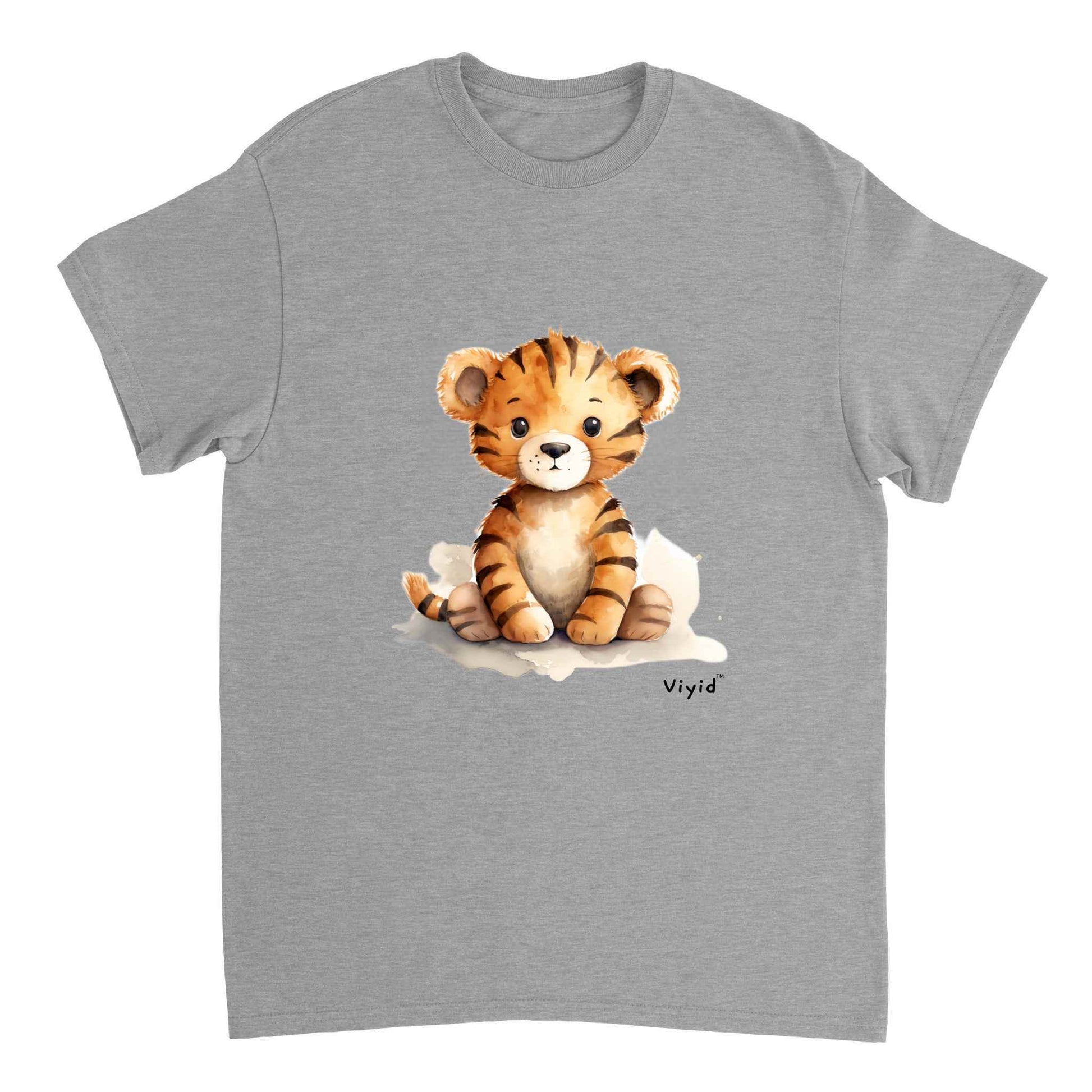 cartoon tiger youth t-shirt sports grey